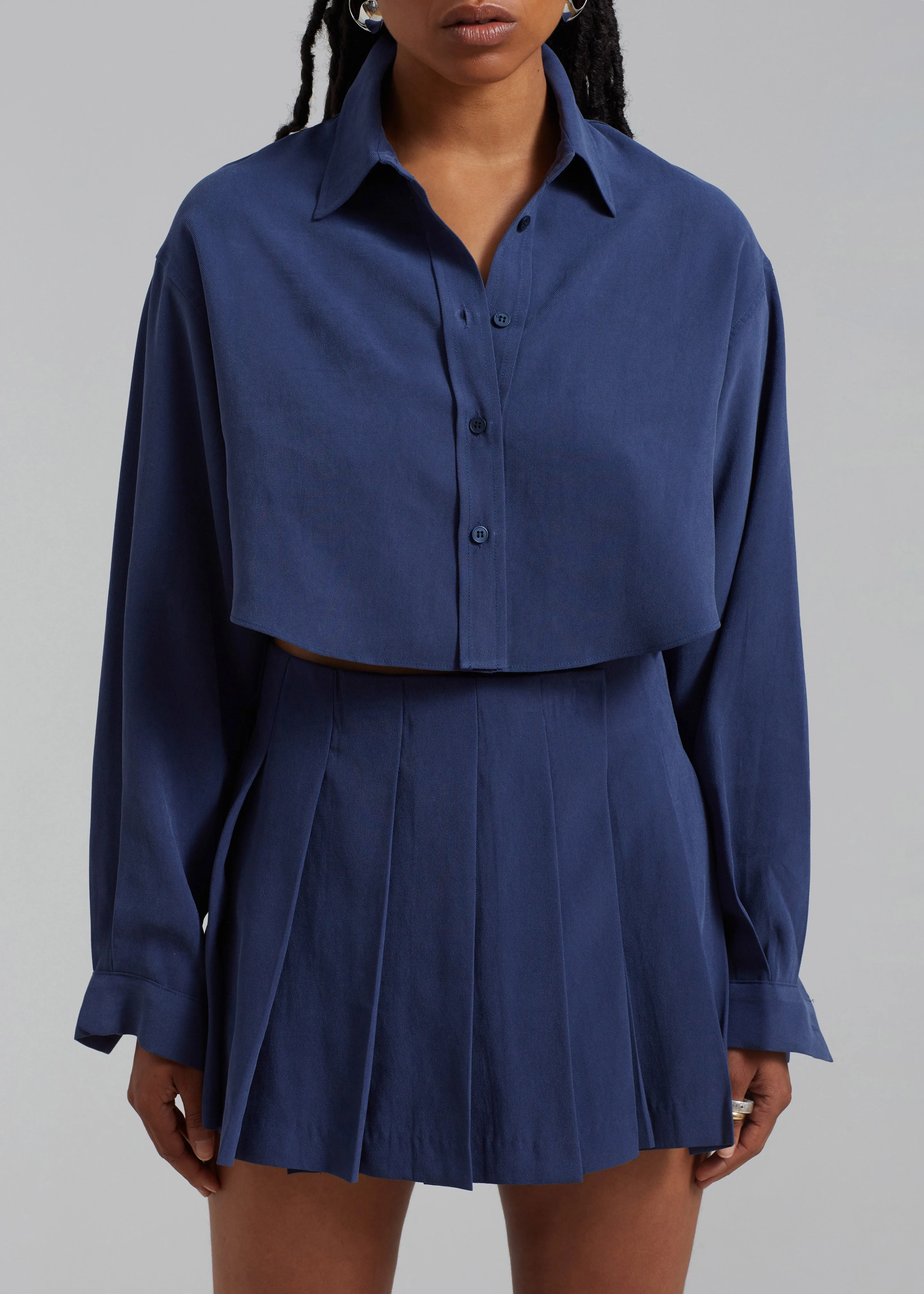 Steffi Cropped Shirt - Navy sold by Frankie Shop product image thumbnail 3