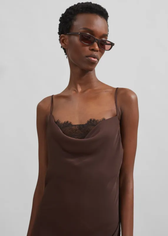 Rotate Lace Midi Slip Dress - Chicory Coffee made by Frankie Shop