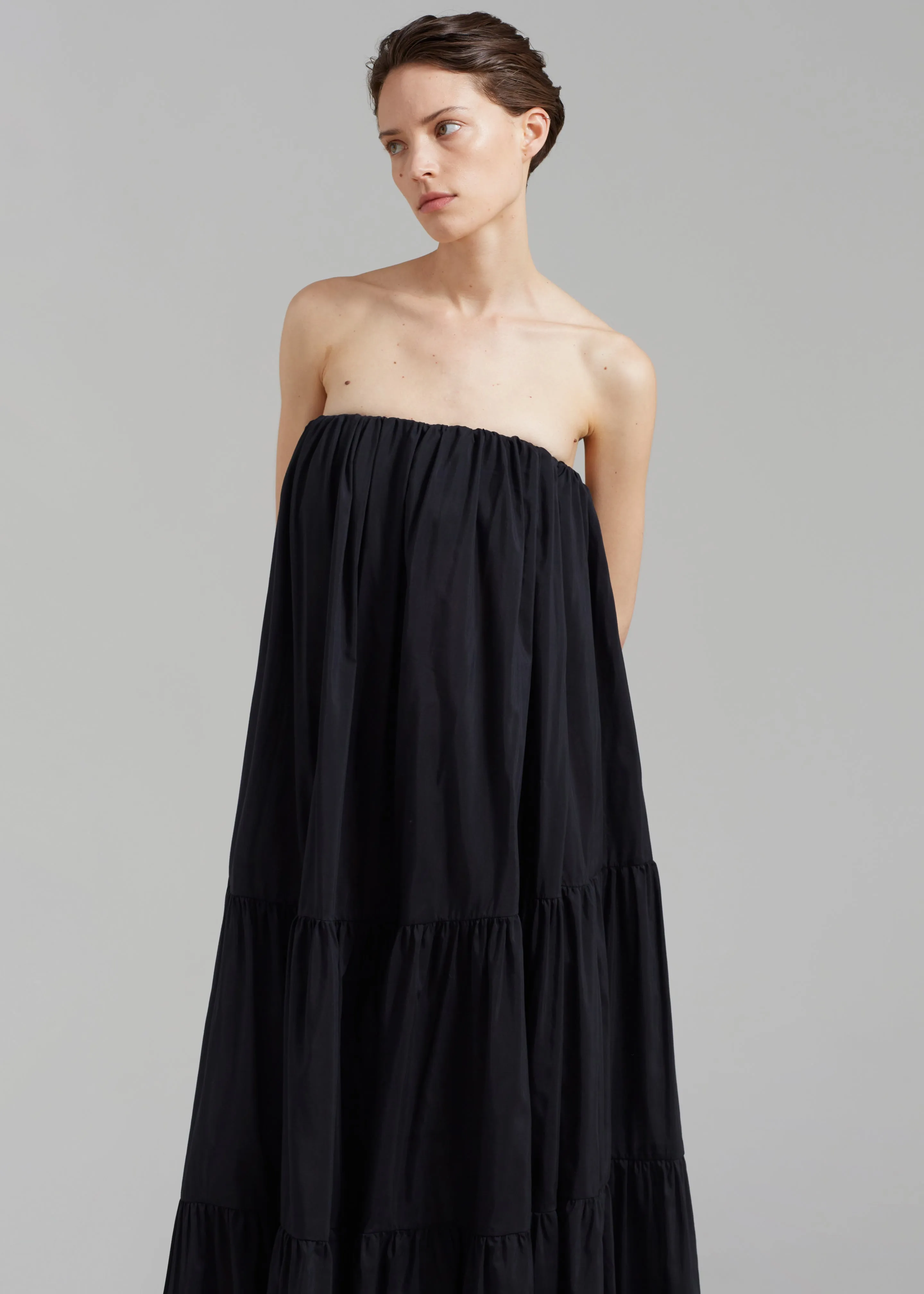 Matteau Voluminous Strapless Tiered Dress - Black sold by Frankie Shop