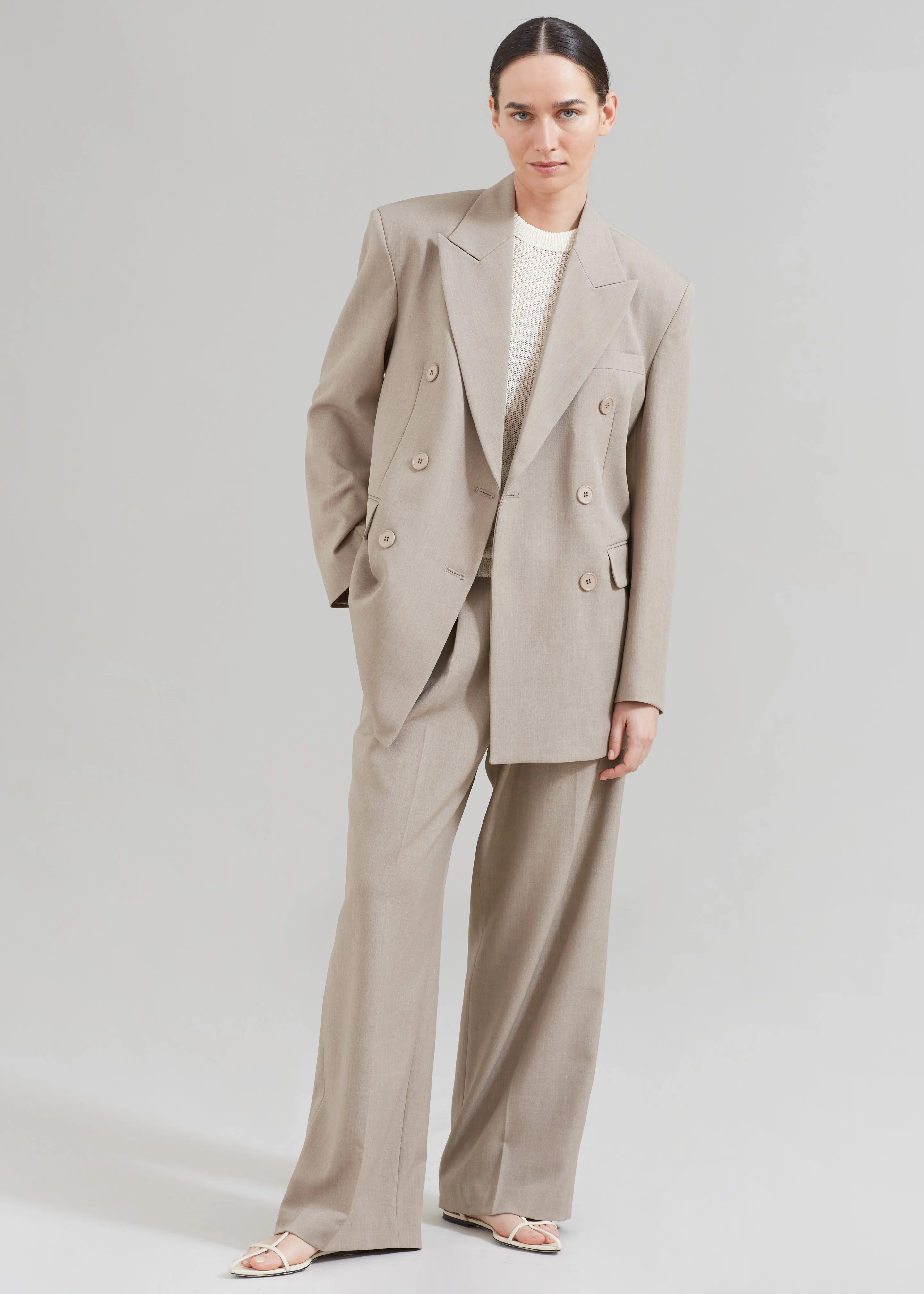 Nessi Double Breasted Blazer - Taupe sold by Frankie Shop product image thumbnail 2