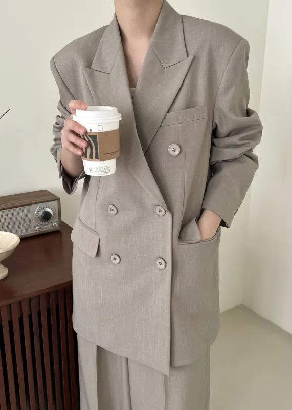 Nessi Double Breasted Blazer - Taupe sold by Frankie Shop