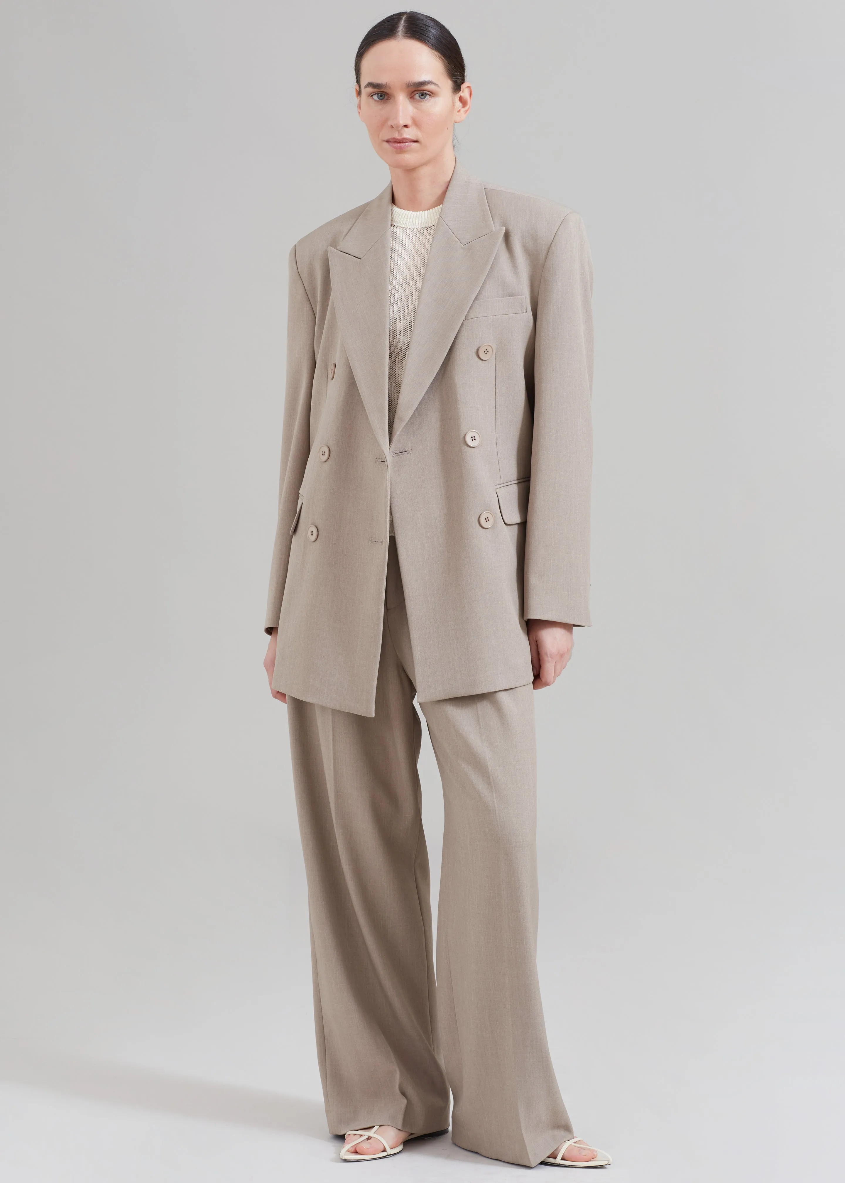 Nessi Double Breasted Blazer - Taupe sold by Frankie Shop product image thumbnail 5