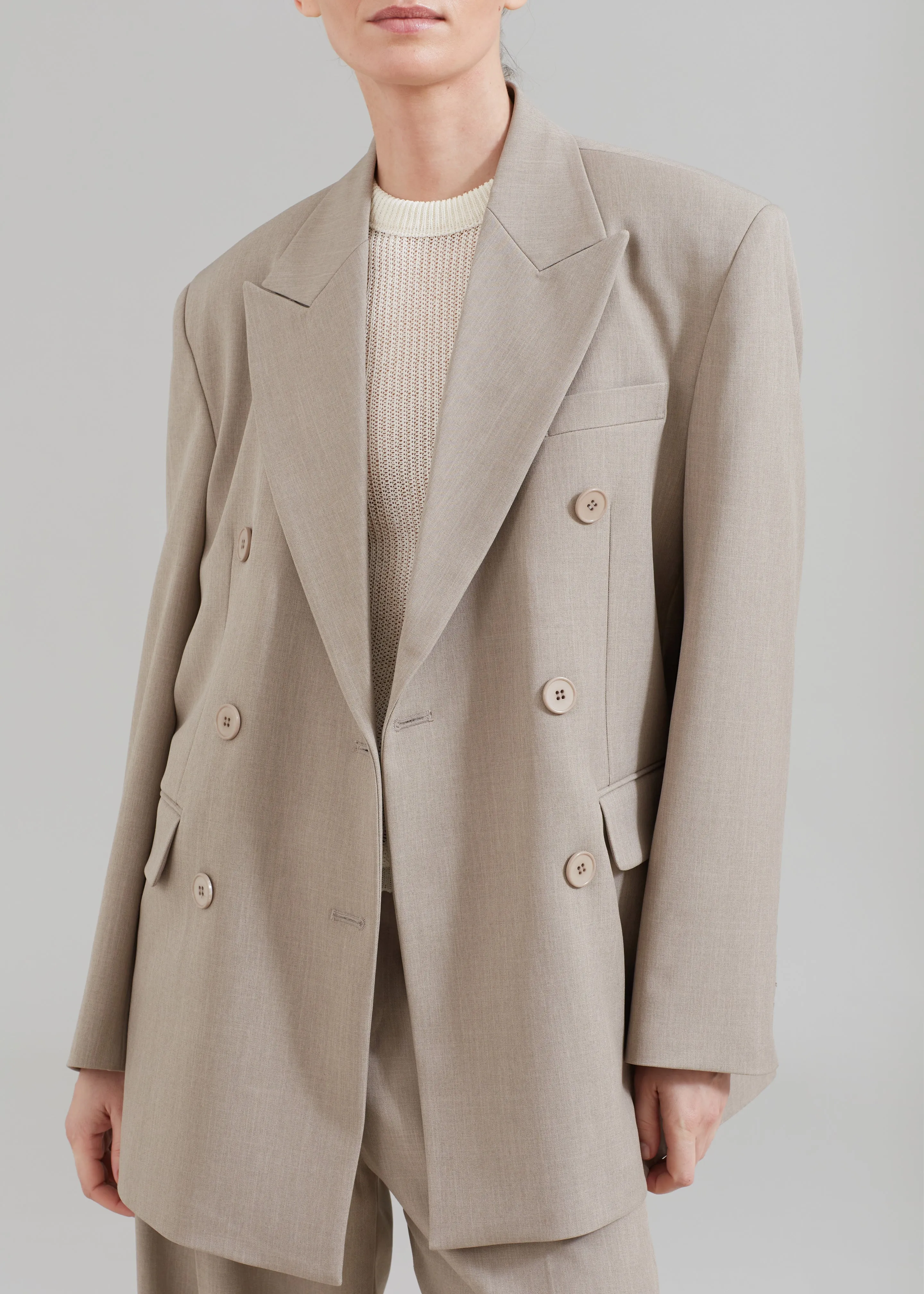Nessi Double Breasted Blazer - Taupe sold by Frankie Shop product image thumbnail 4
