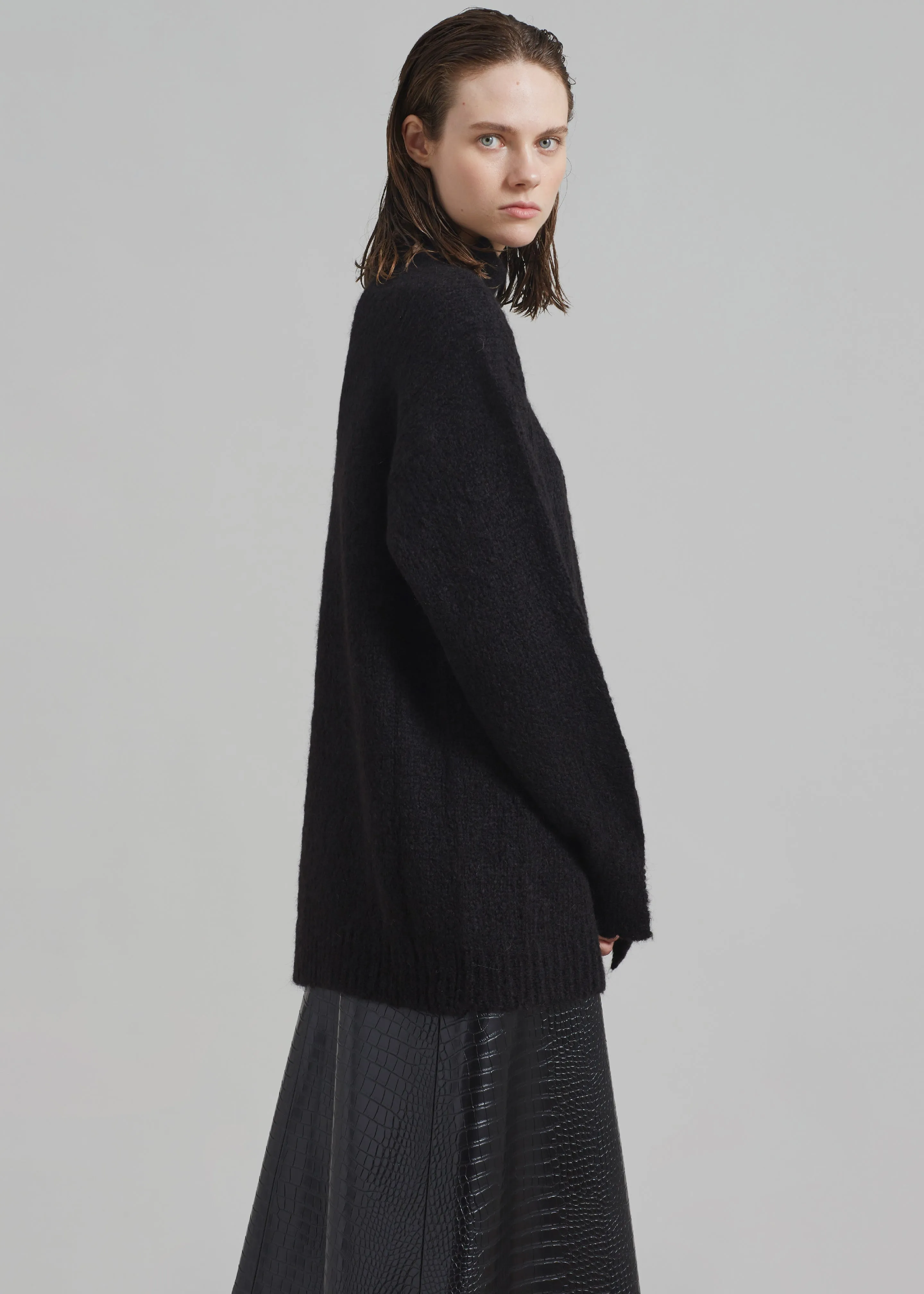 Róhe Mohair Wool Blend Sweater - Chocolate sold by Frankie Shop product image thumbnail 4