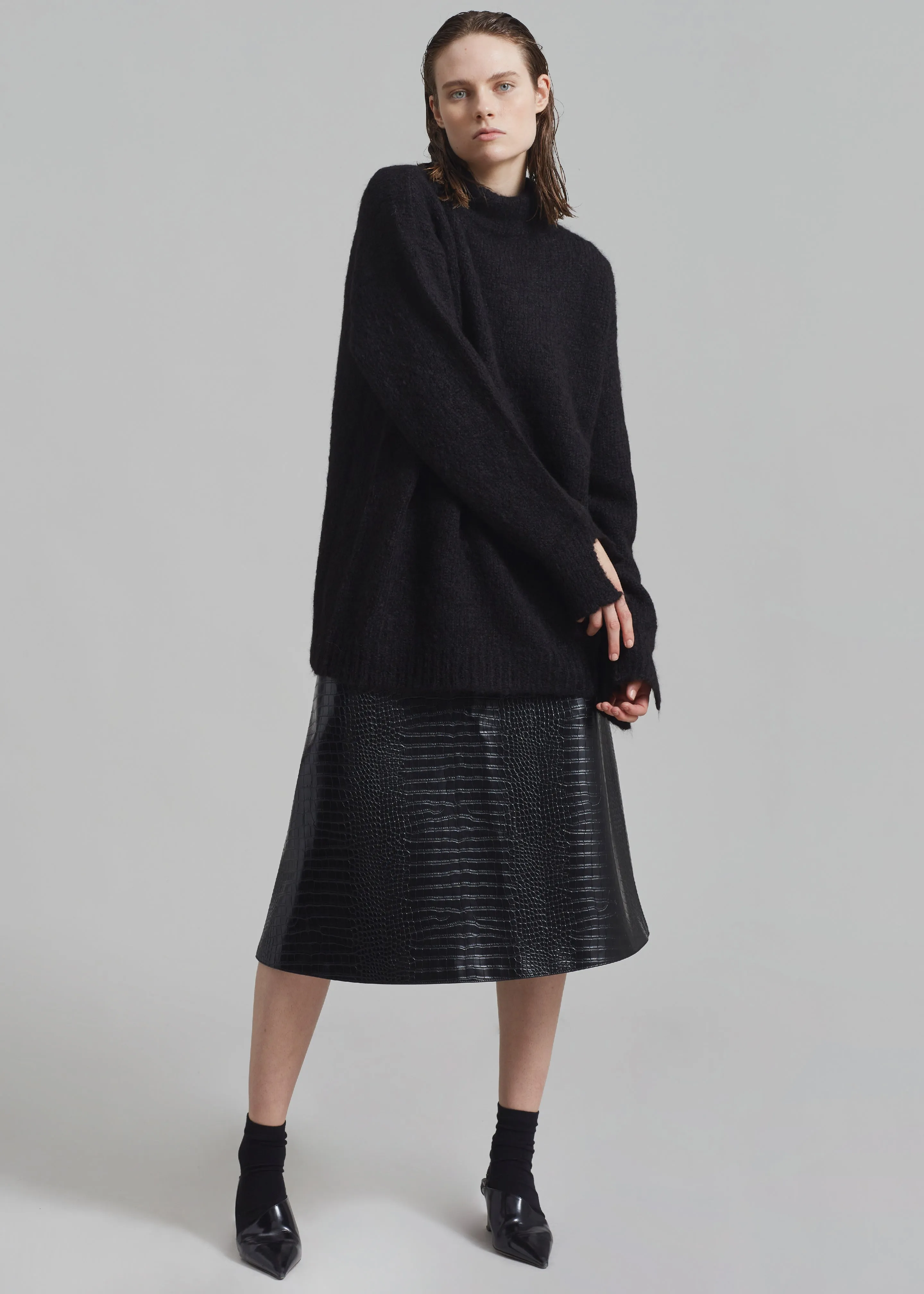 Róhe Mohair Wool Blend Sweater - Chocolate sold by Frankie Shop product image thumbnail 2