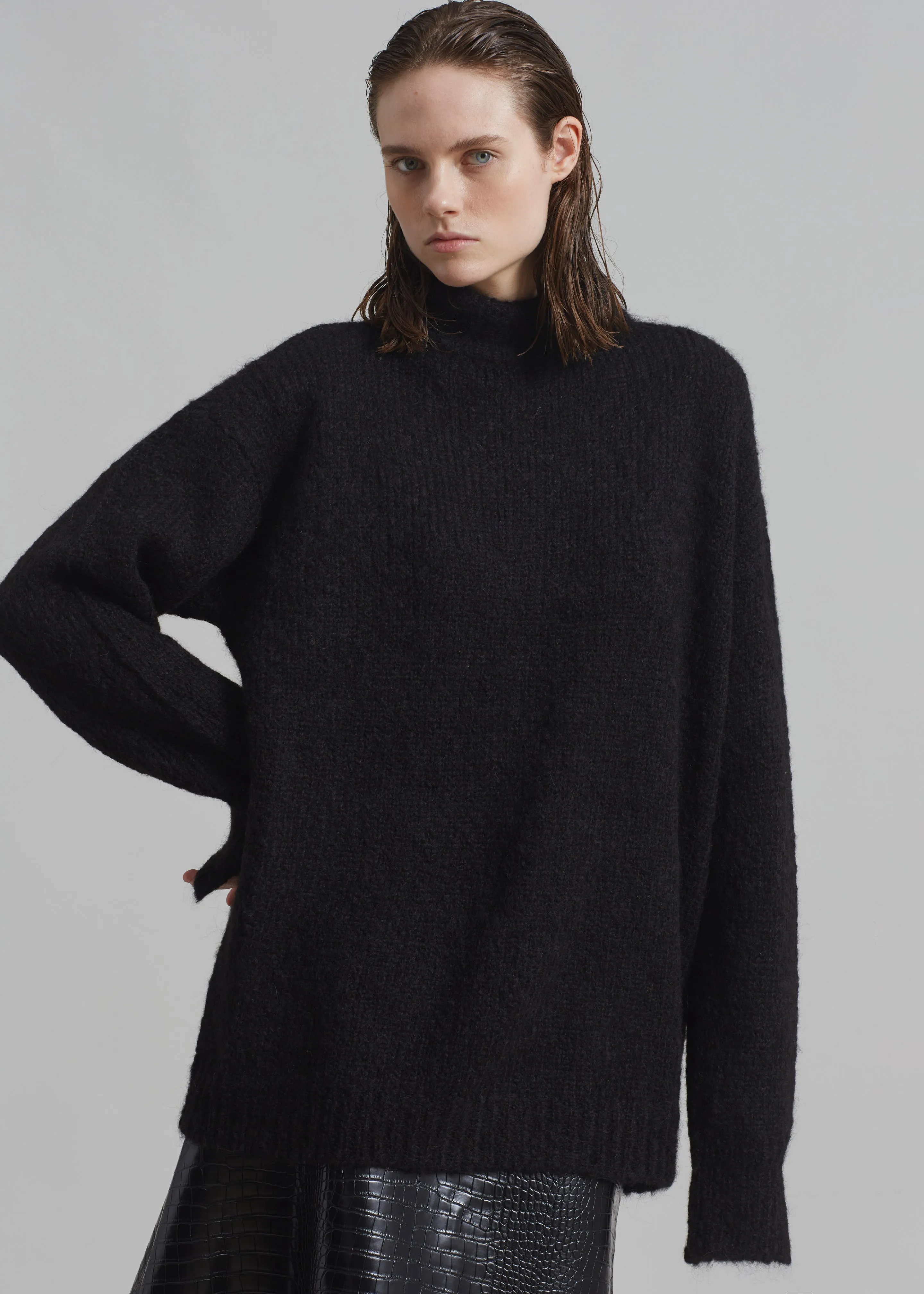 Róhe Mohair Wool Blend Sweater - Chocolate sold by Frankie Shop product image thumbnail 3
