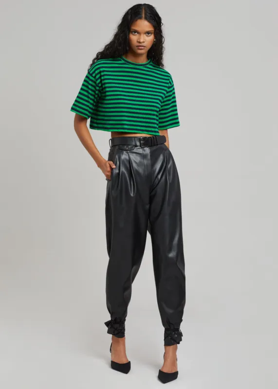 Karina Cropped T-Shirt - Kelly Green/Navy made by Frankie Shop