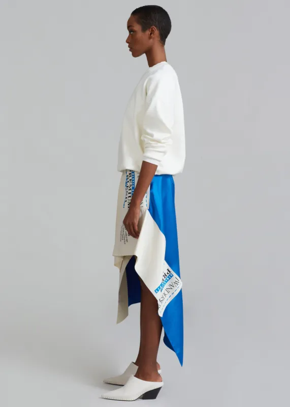 JW Anderson Asymmetric Care Label Skirt - Blue/White made by J.W. Anderson