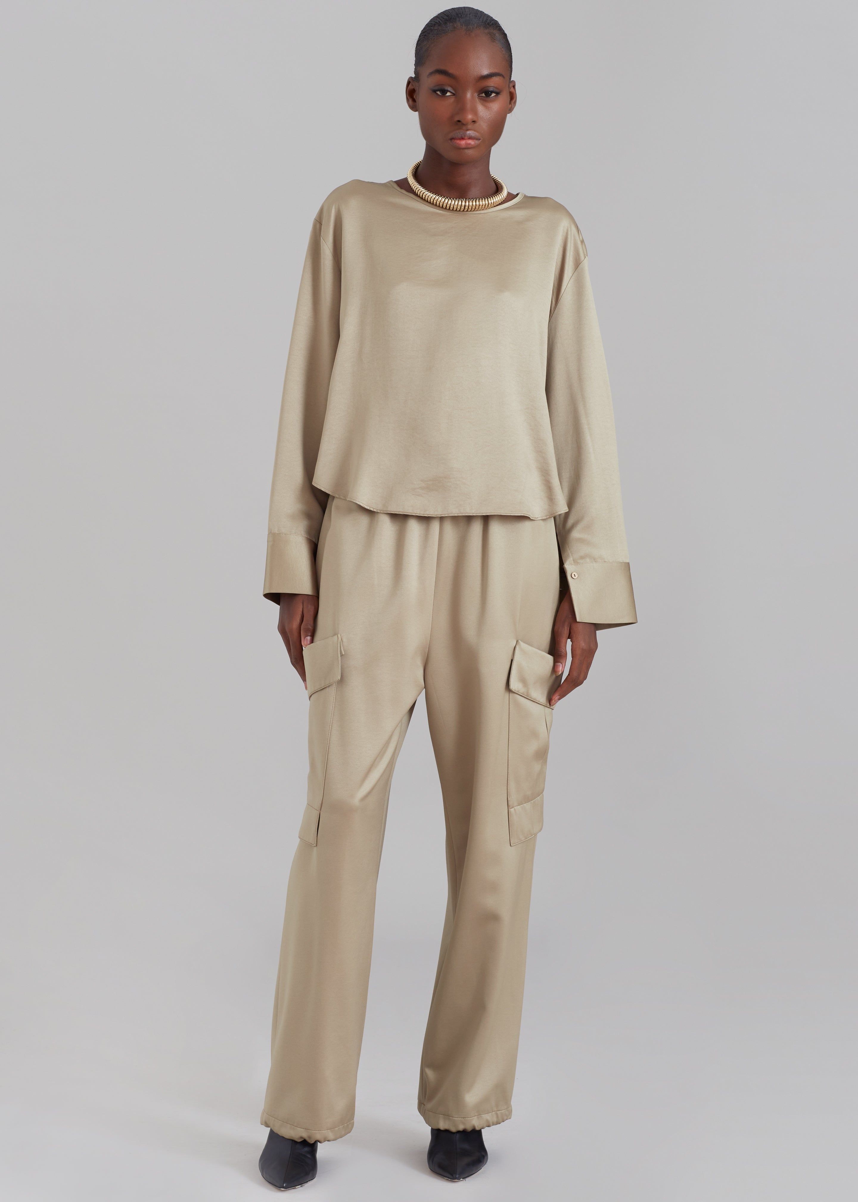 Kemp Silky Cargo Pants - Bronze sold by Frankie Shop