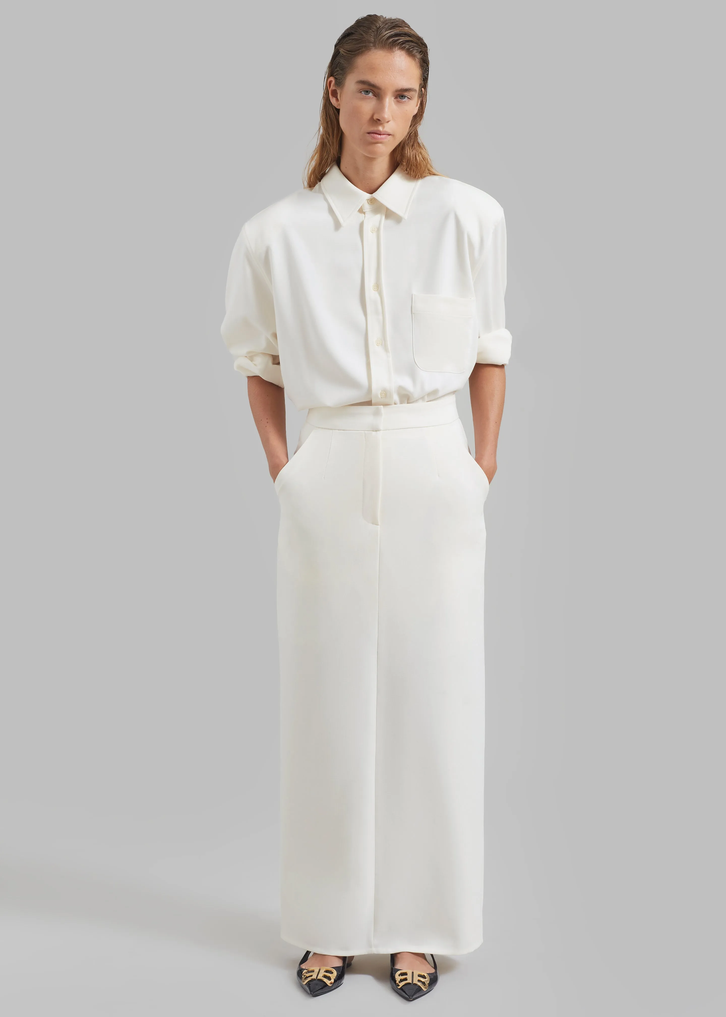 Hollis Back Slit Skirt - Ivory sold by Frankie Shop