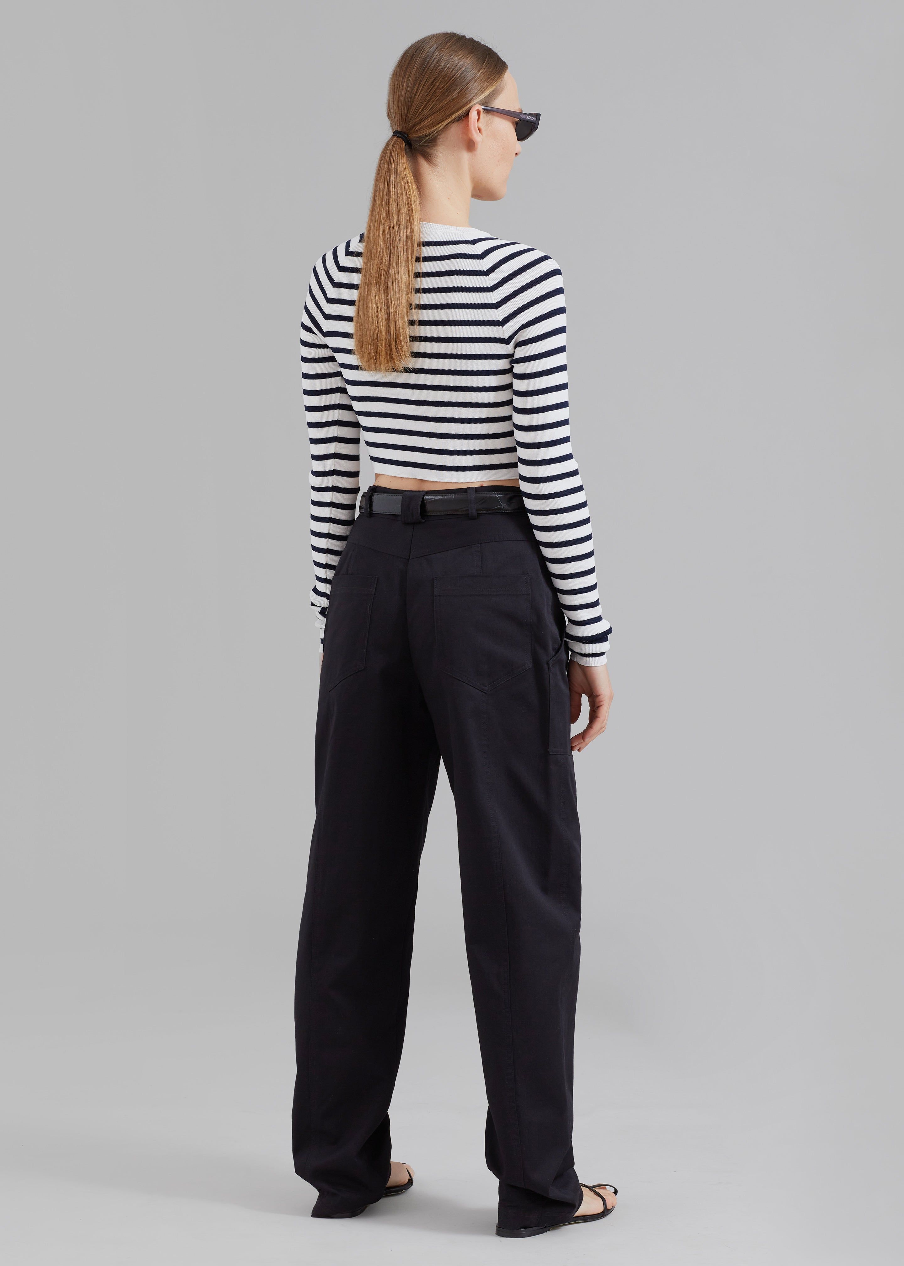 REMAIN Striped Knit Cropped Top - White Print sold by Frankie Shop product image thumbnail 7