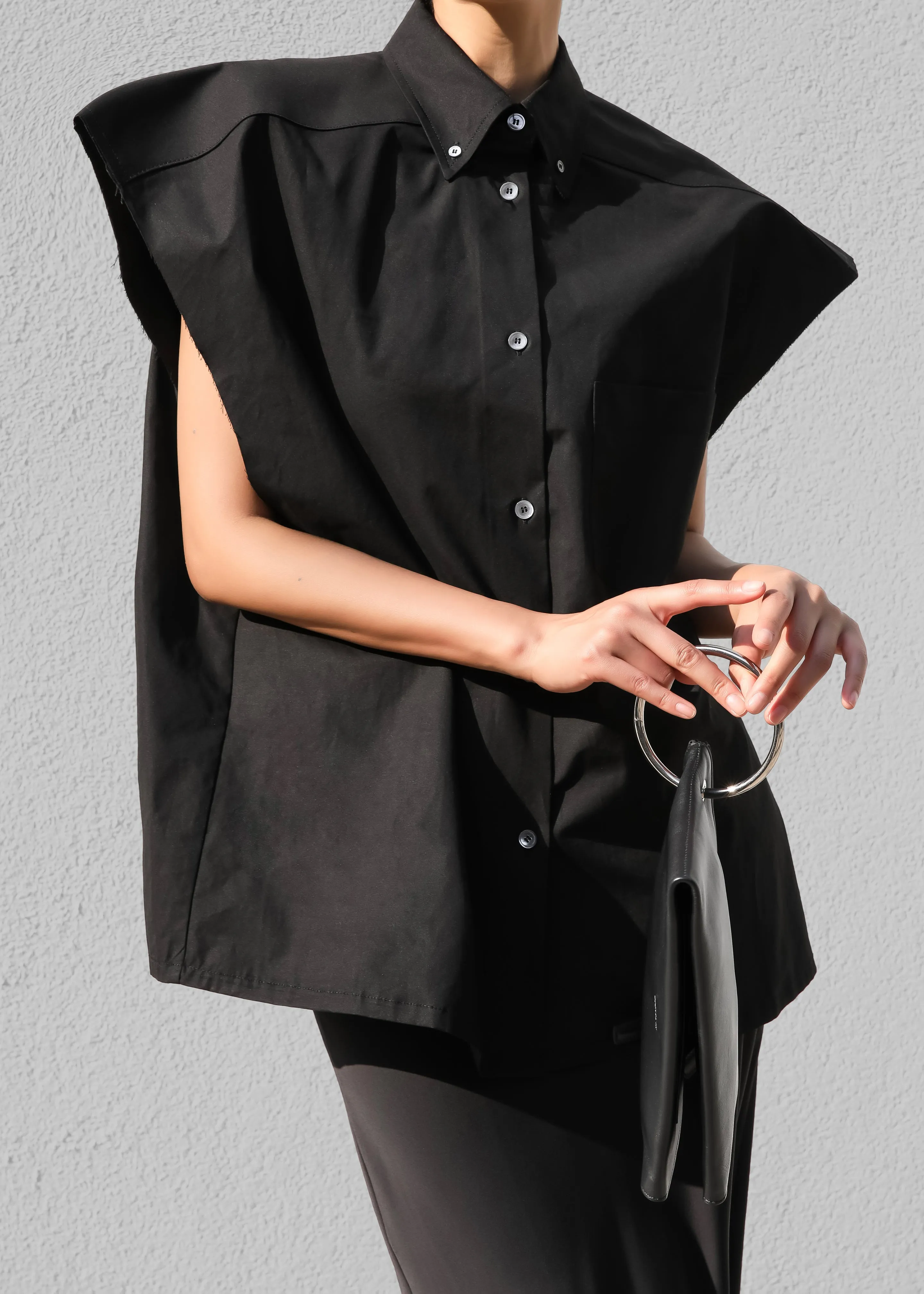 Rae Sleeveless Button Down Shirt - Black sold by Frankie Shop product image thumbnail 2