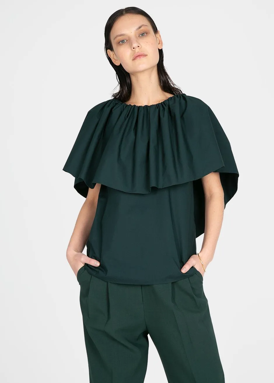Ter et Bantine Ruffle Top - Dark Bottle Green sold by Frankie Shop