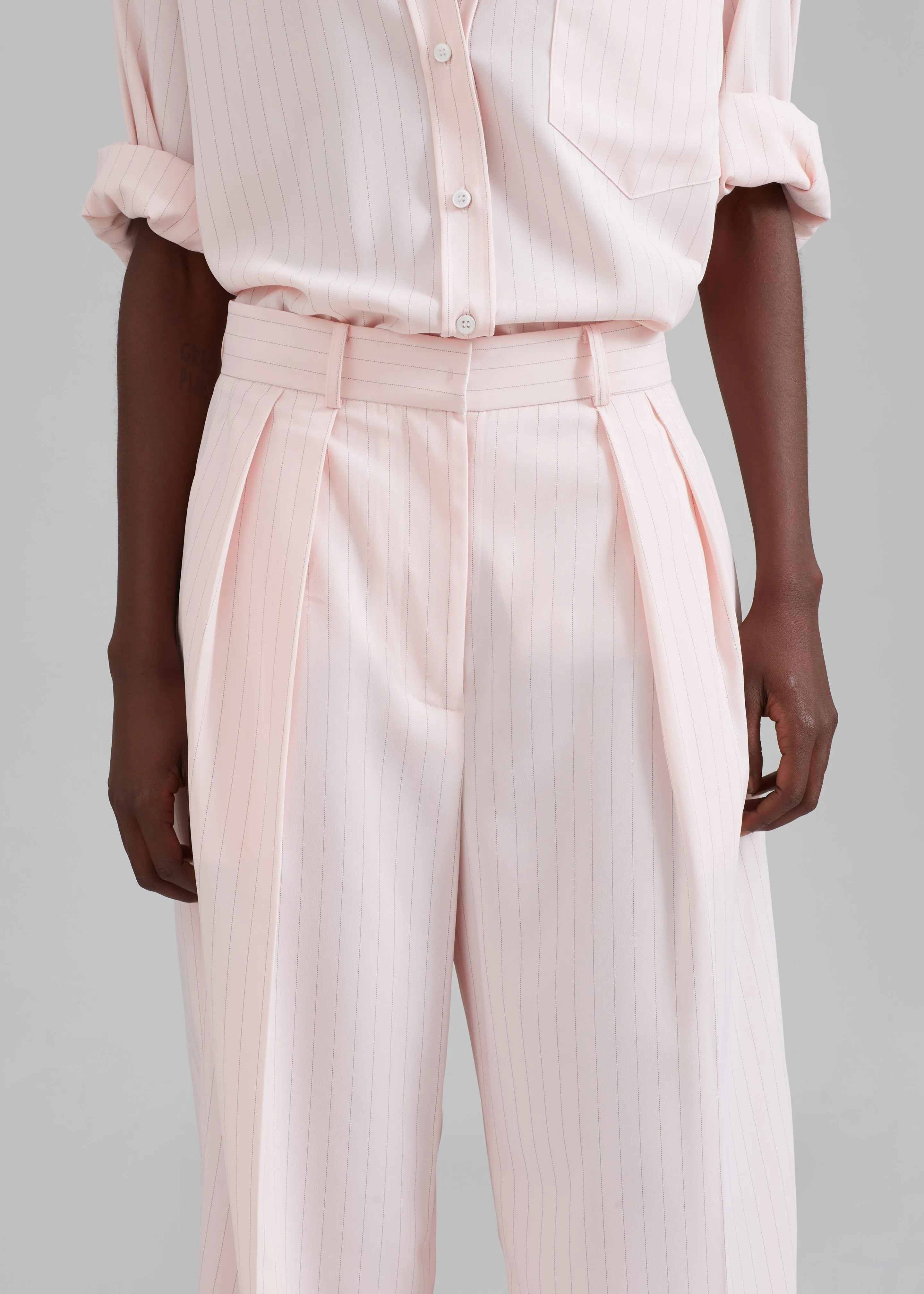 Tansy Fluid Pleated Trousers - Pink Pinstripe sold by Frankie Shop product image thumbnail 3