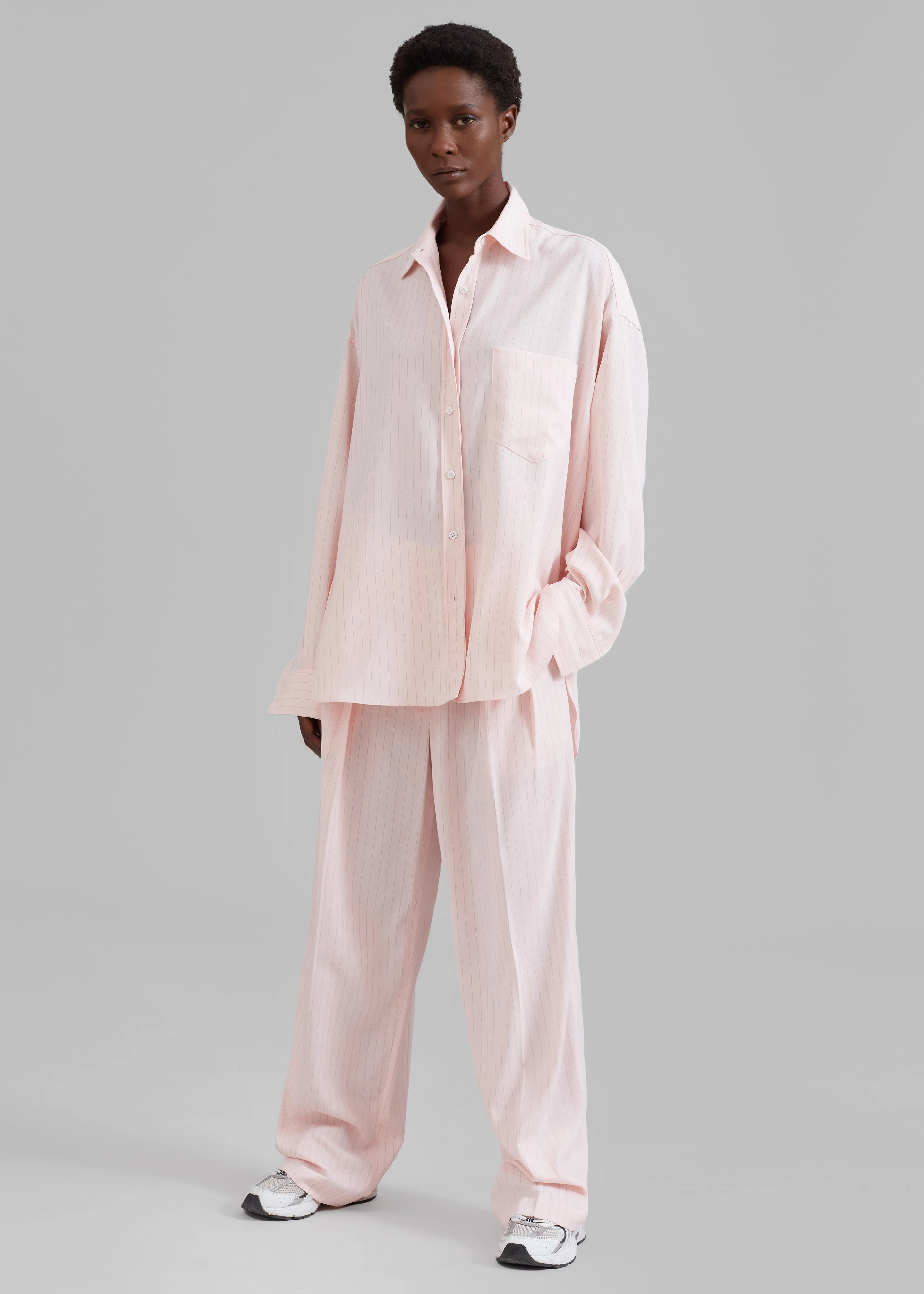 Tansy Fluid Pleated Trousers - Pink Pinstripe sold by Frankie Shop product image thumbnail 4