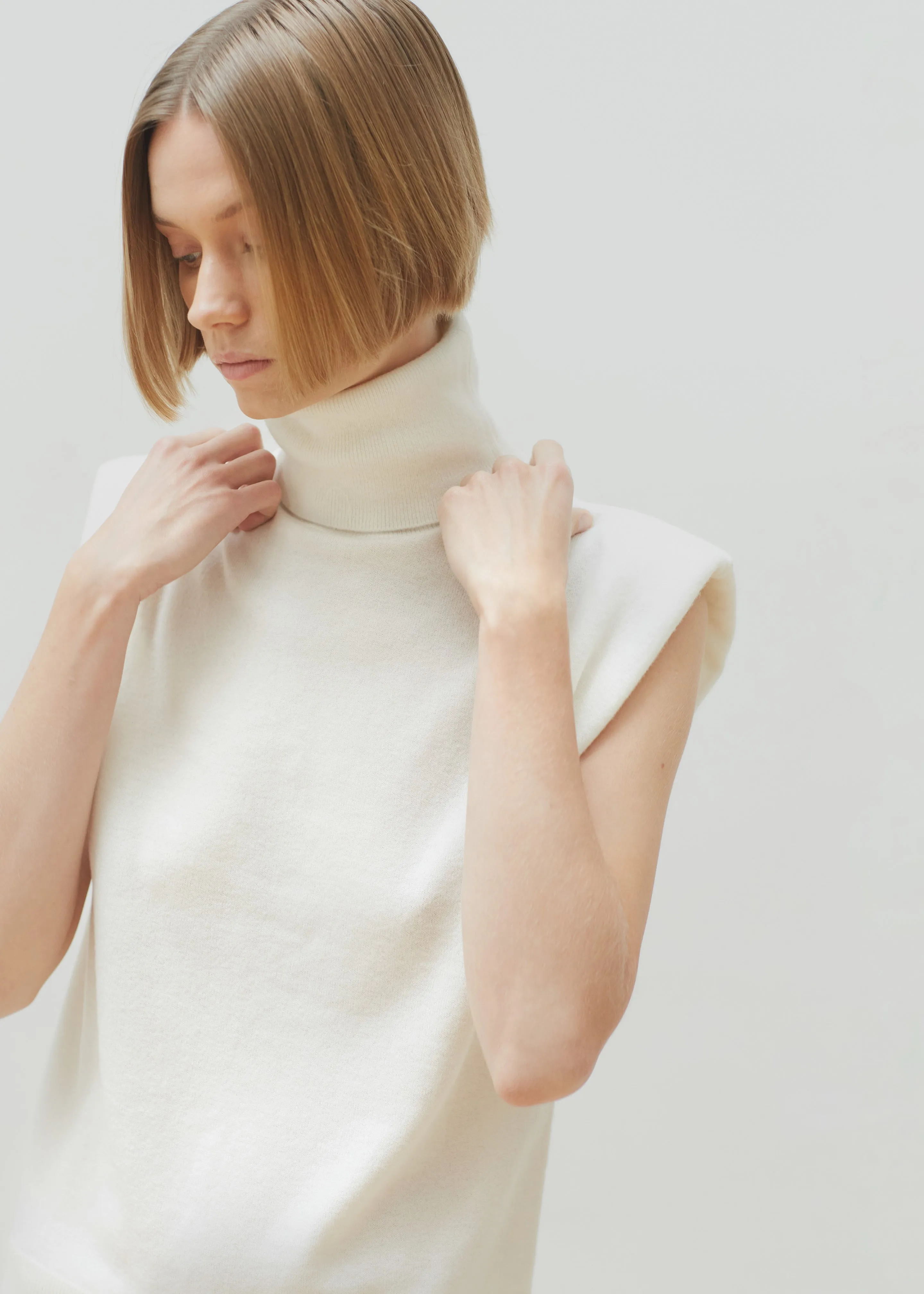 Nadia Thin Padded Sleeveless Turtleneck - Ivory sold by Frankie Shop