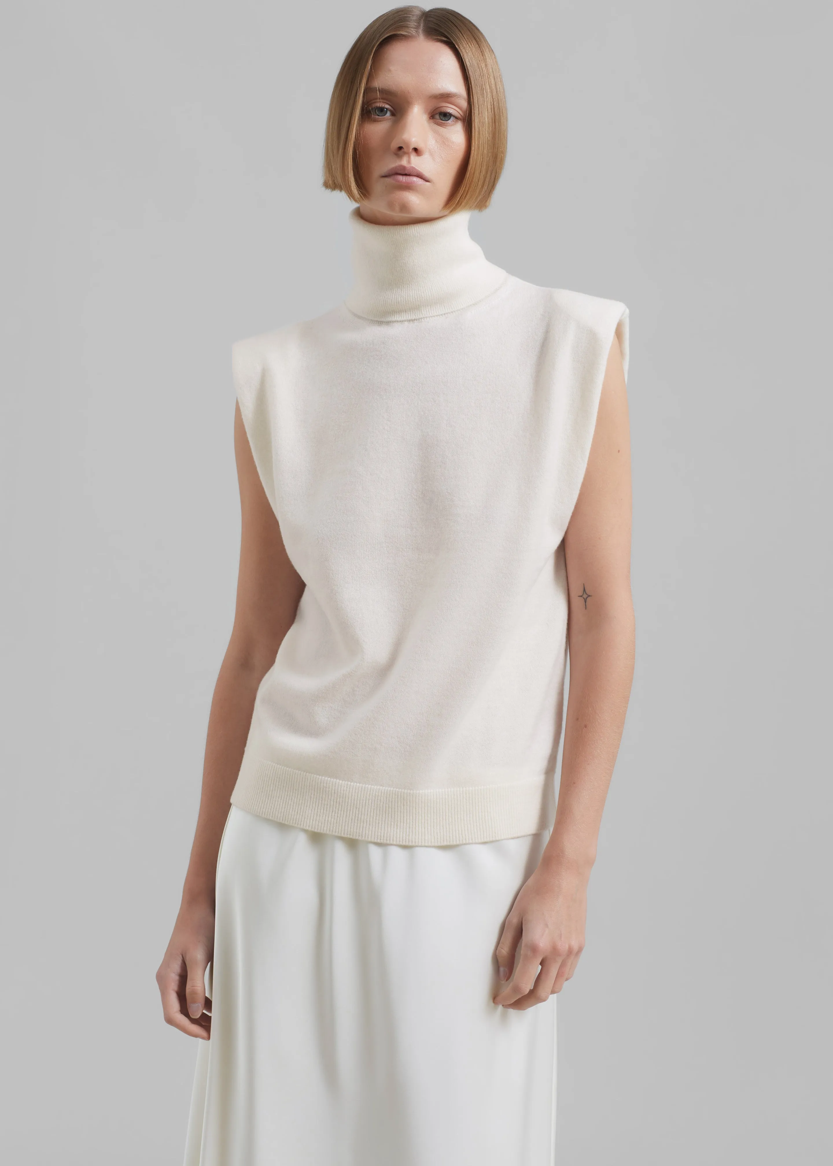 Nadia Thin Padded Sleeveless Turtleneck - Ivory sold by Frankie Shop product image thumbnail 3