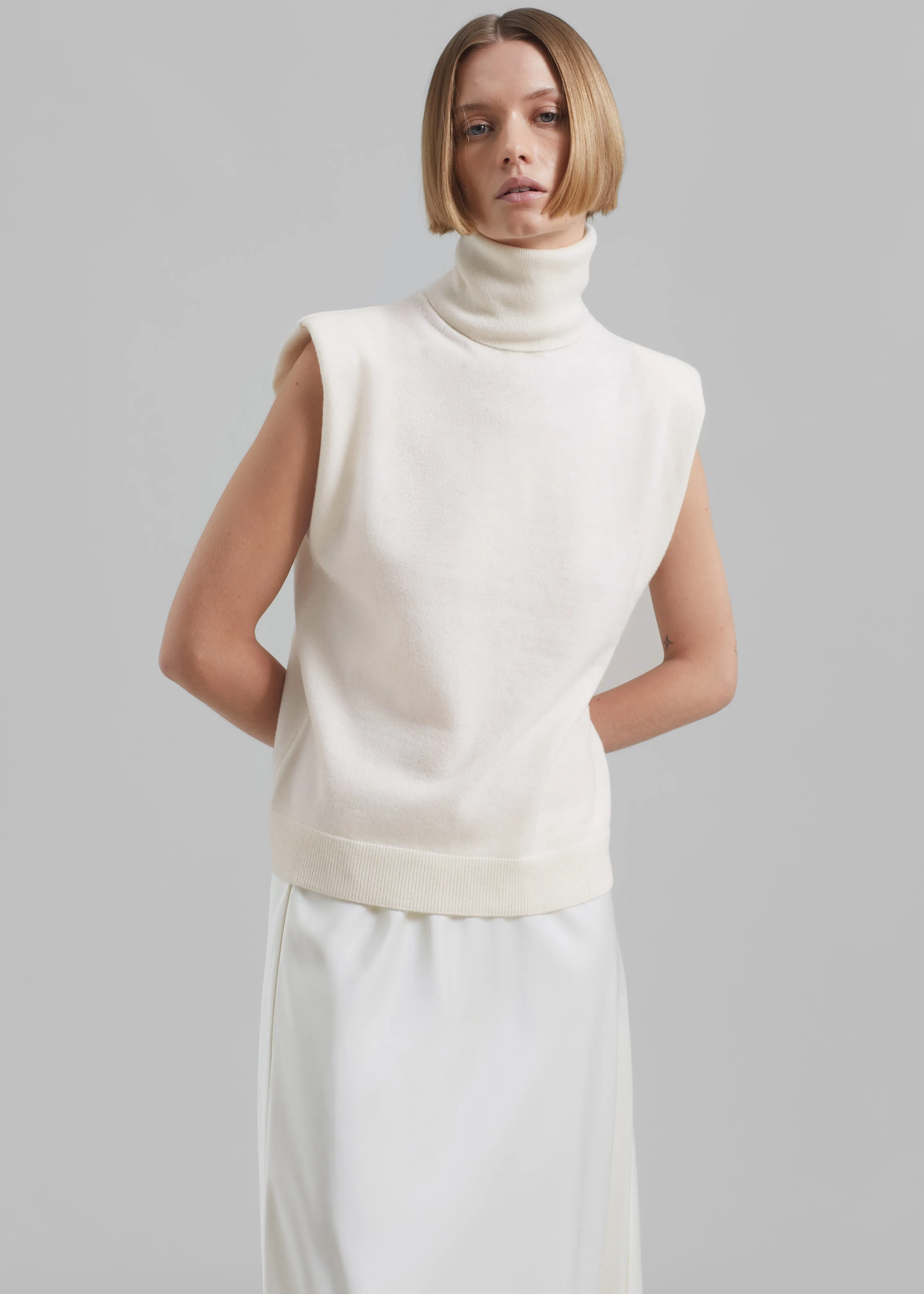 Nadia Thin Padded Sleeveless Turtleneck - Ivory sold by Frankie Shop product image thumbnail 5