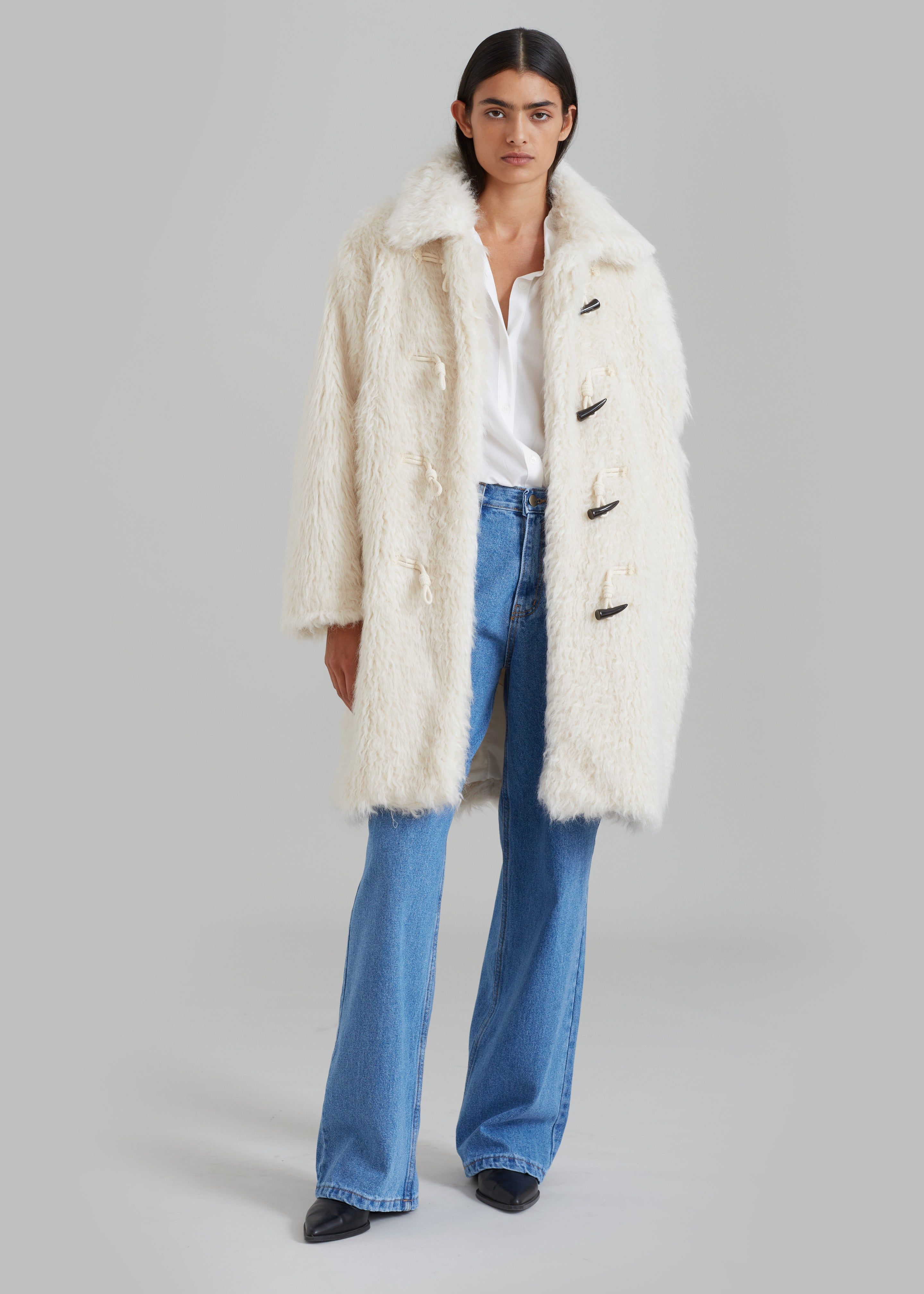 Noha Faux Fur Toggle Coat - Cream sold by Frankie Shop