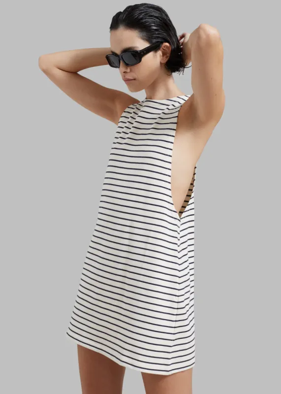 Lindsay Halter Dress - Navy Stripe sold by Frankie Shop