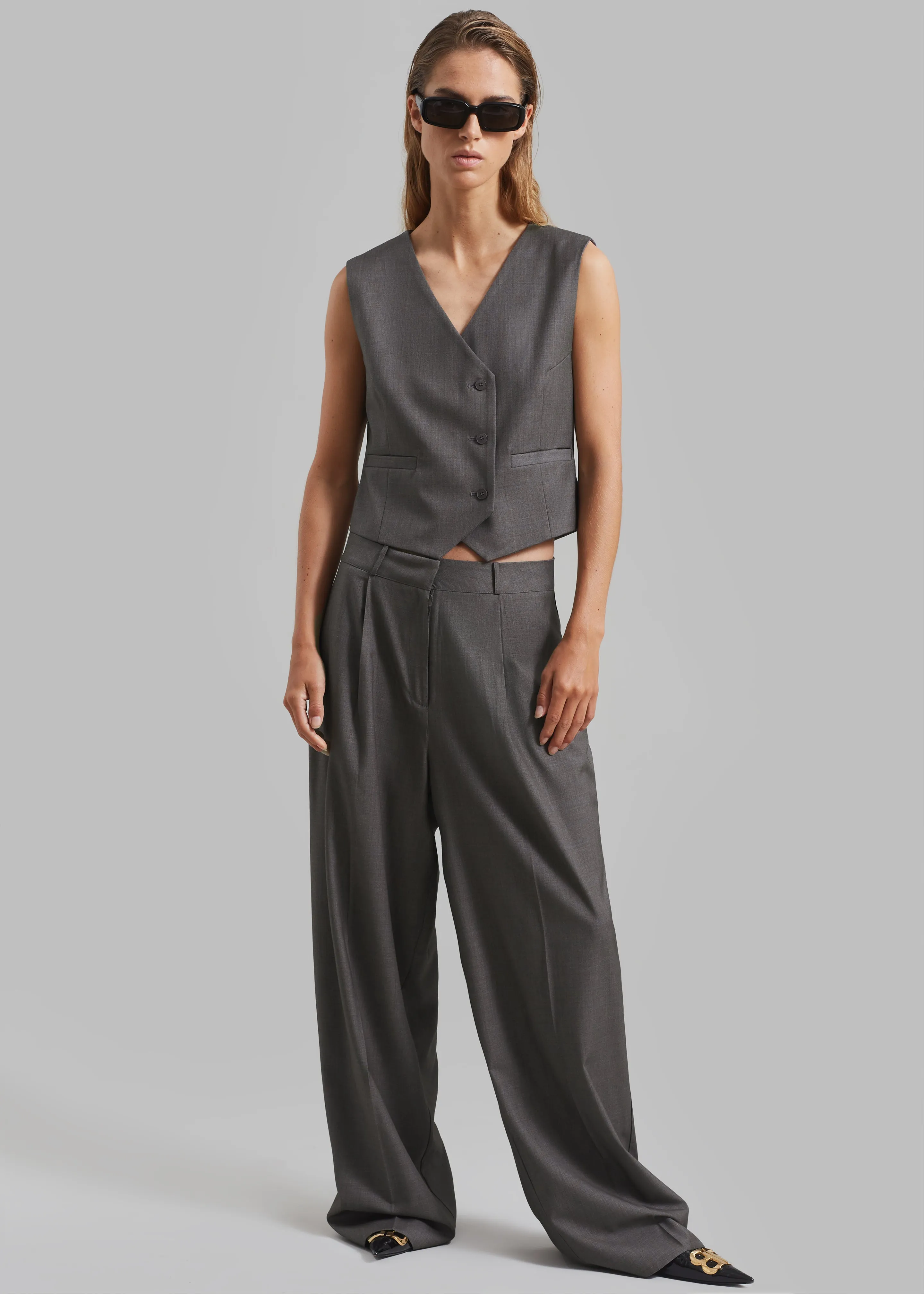 Ivey Pintuck Trousers - Grey Melange sold by Frankie Shop product image thumbnail 3