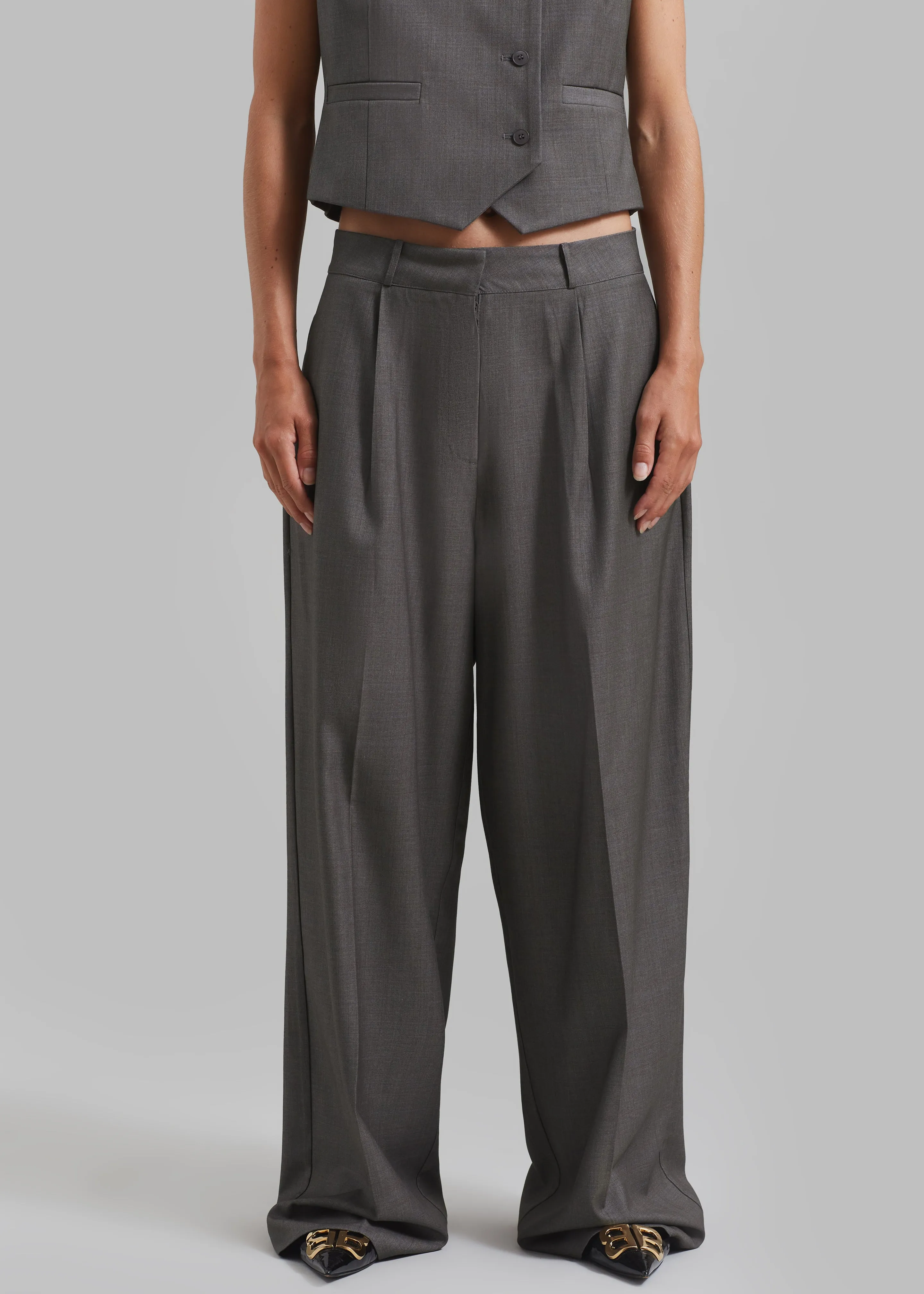 Ivey Pintuck Trousers - Grey Melange sold by Frankie Shop product image thumbnail 4