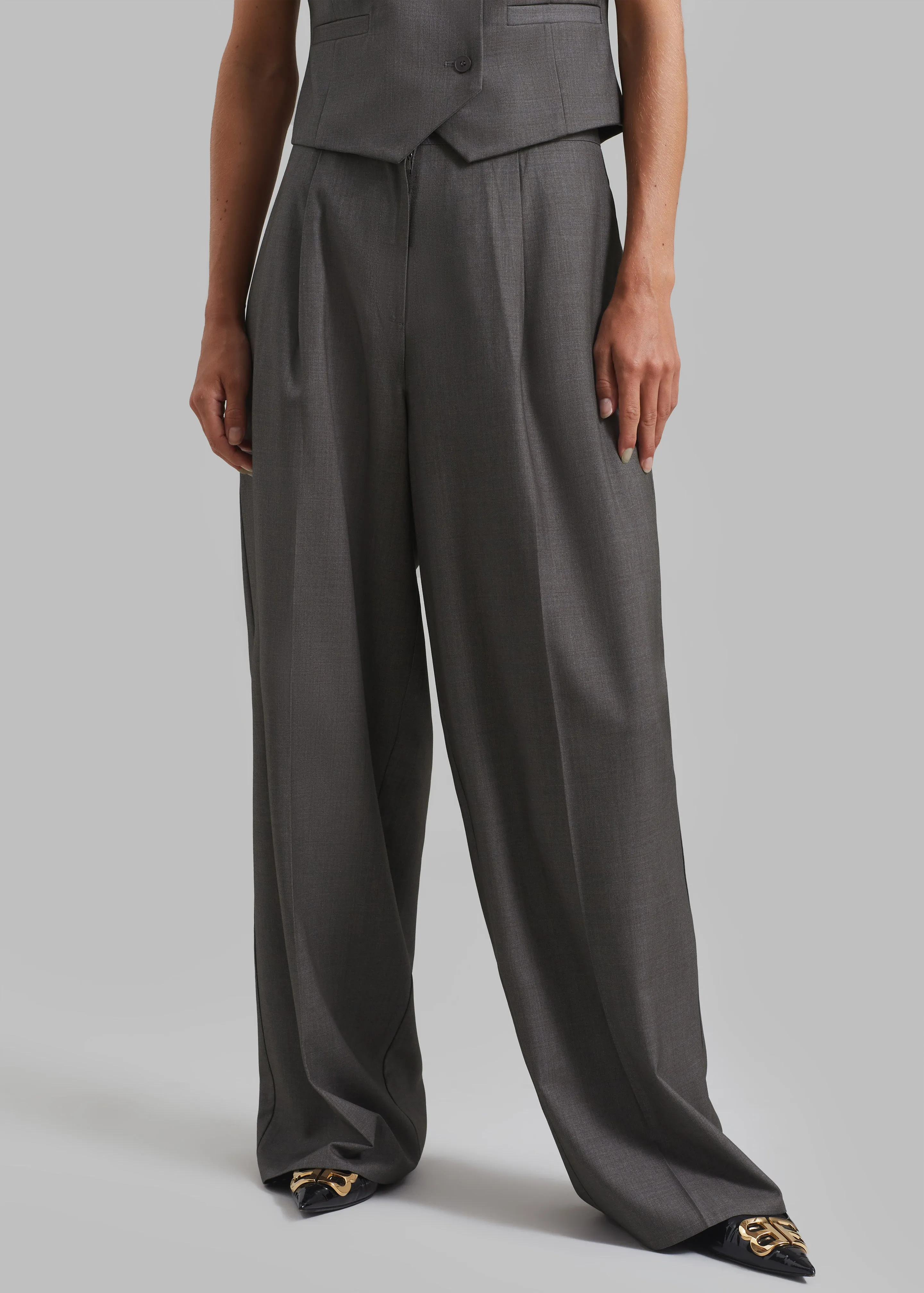 Ivey Pintuck Trousers - Grey Melange sold by Frankie Shop product image thumbnail 2