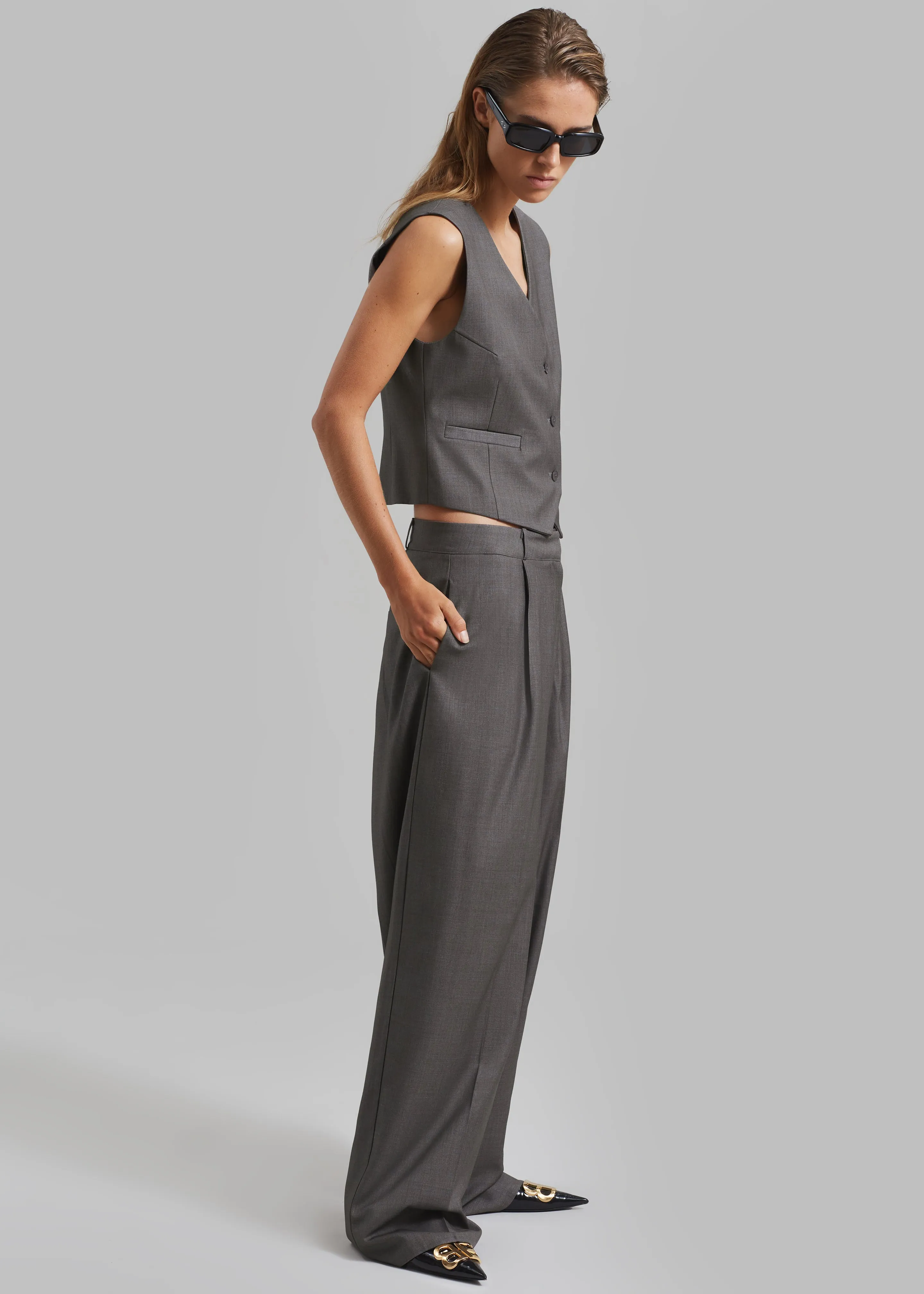 Ivey Pintuck Trousers - Grey Melange sold by Frankie Shop product image thumbnail 5