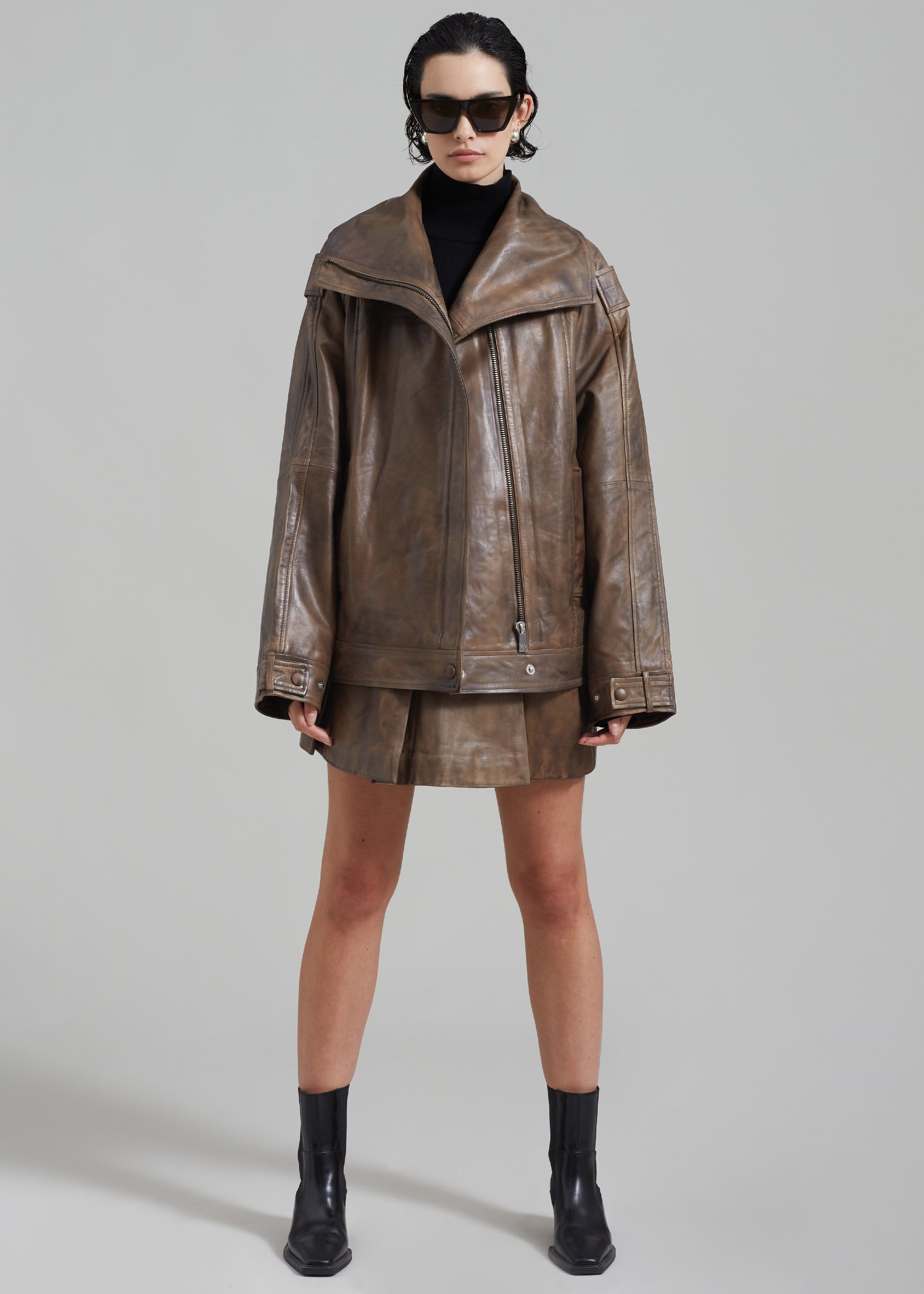 REMAIN Leather Oversized Jacket - Brown Sugar Comb sold by Frankie Shop product image thumbnail 3