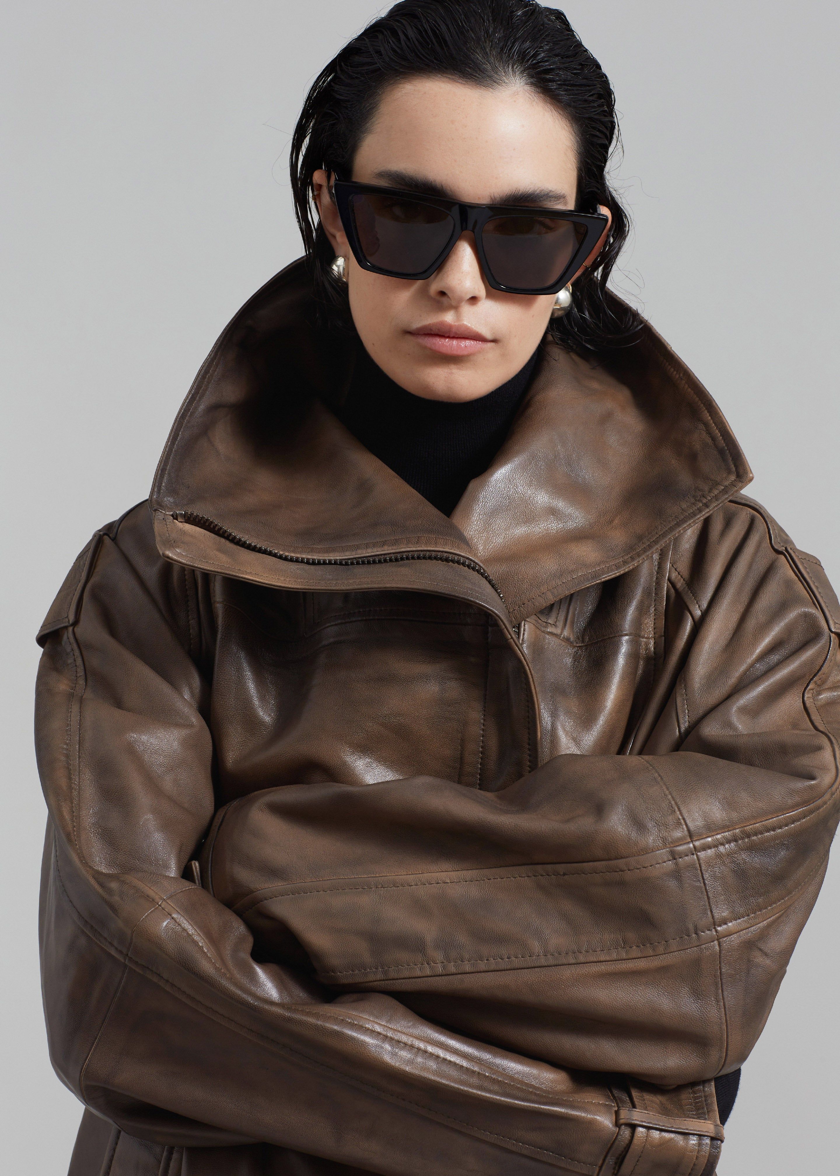 REMAIN Leather Oversized Jacket - Brown Sugar Comb sold by Frankie Shop product image thumbnail 2