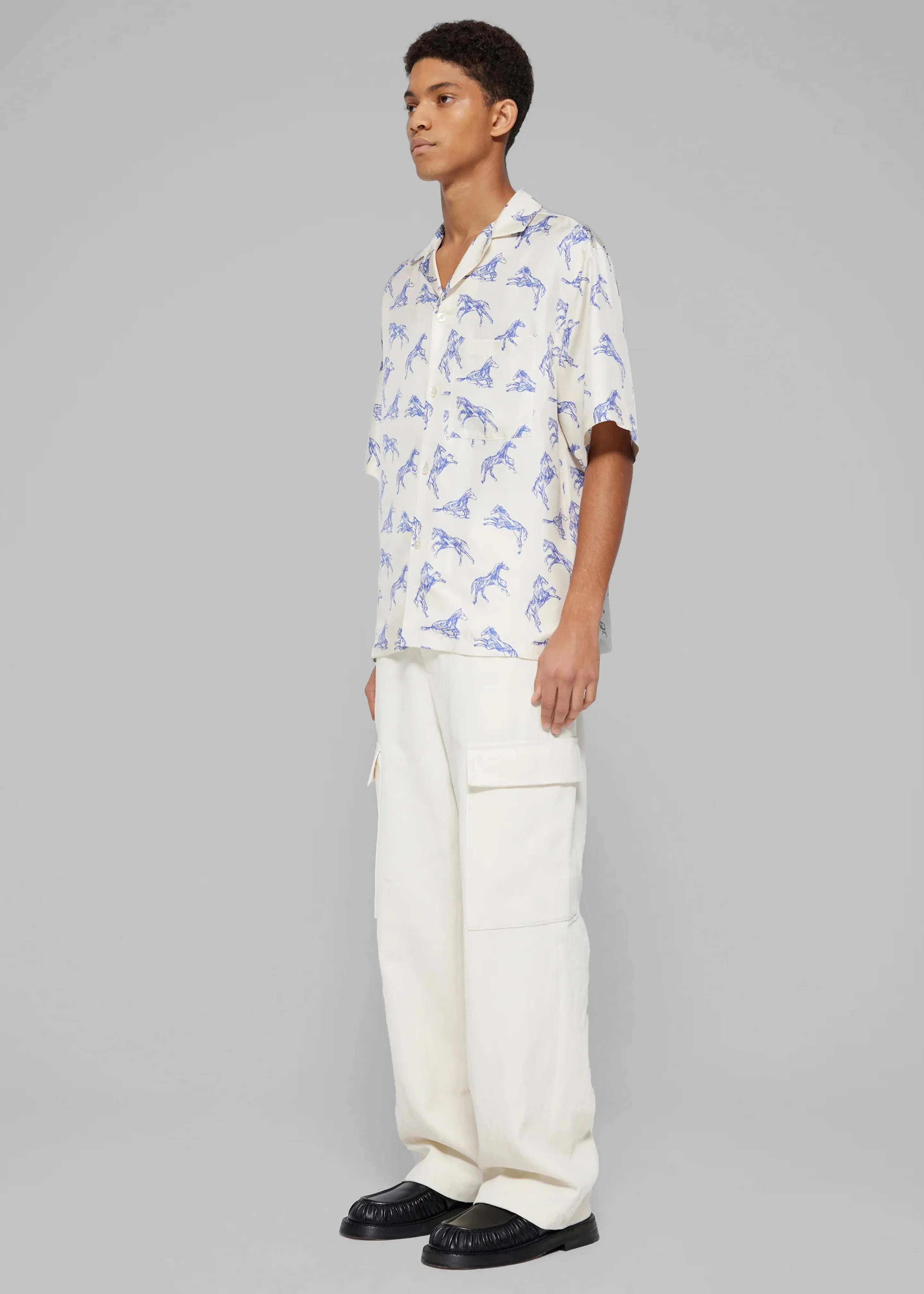 Róhe Silk Ballpoint Horse Shirt - Horse Print Ballpoint Blue sold by Frankie Shop product image thumbnail 4