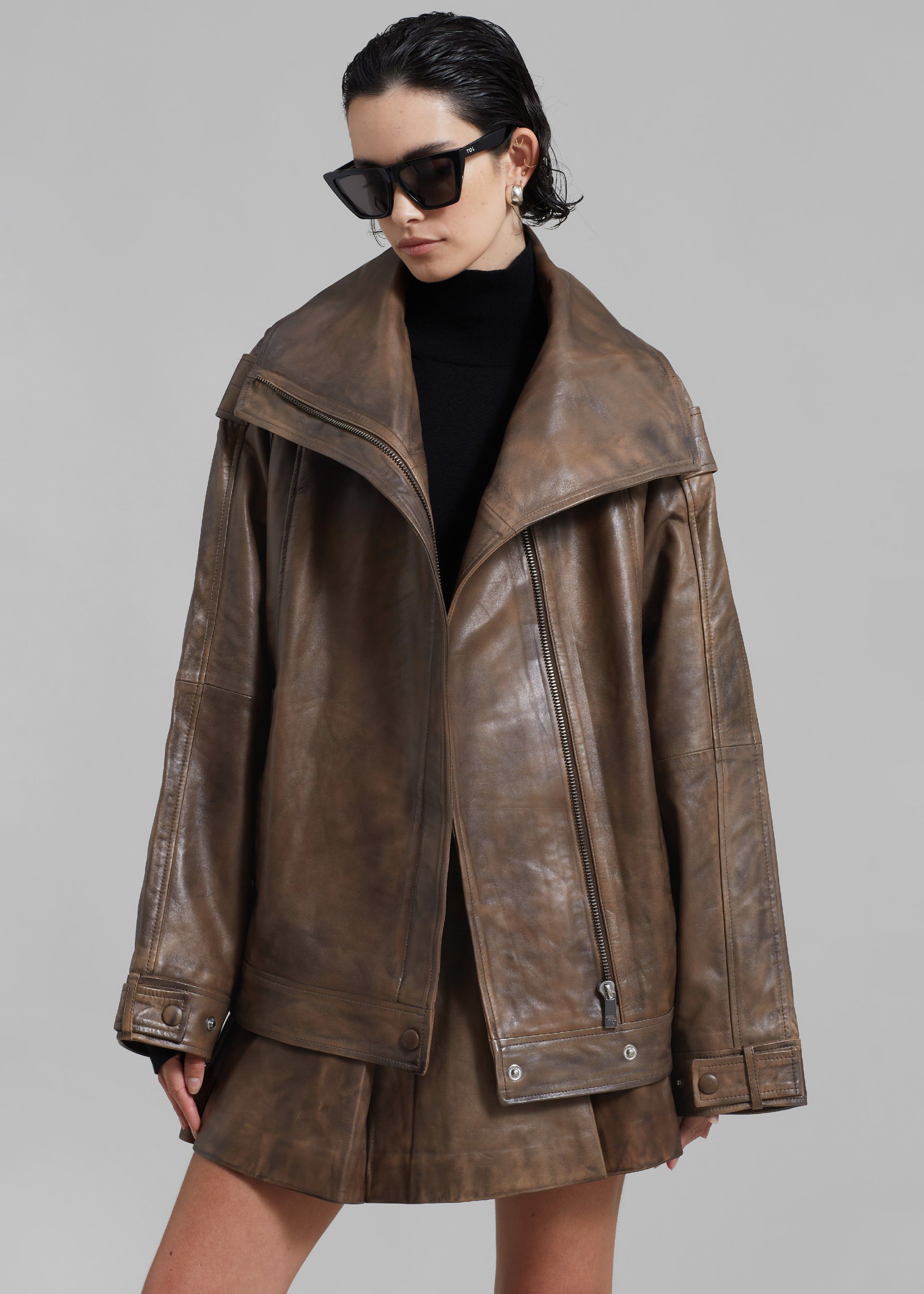 REMAIN Leather Oversized Jacket - Brown Sugar Comb sold by Frankie Shop product image thumbnail 5