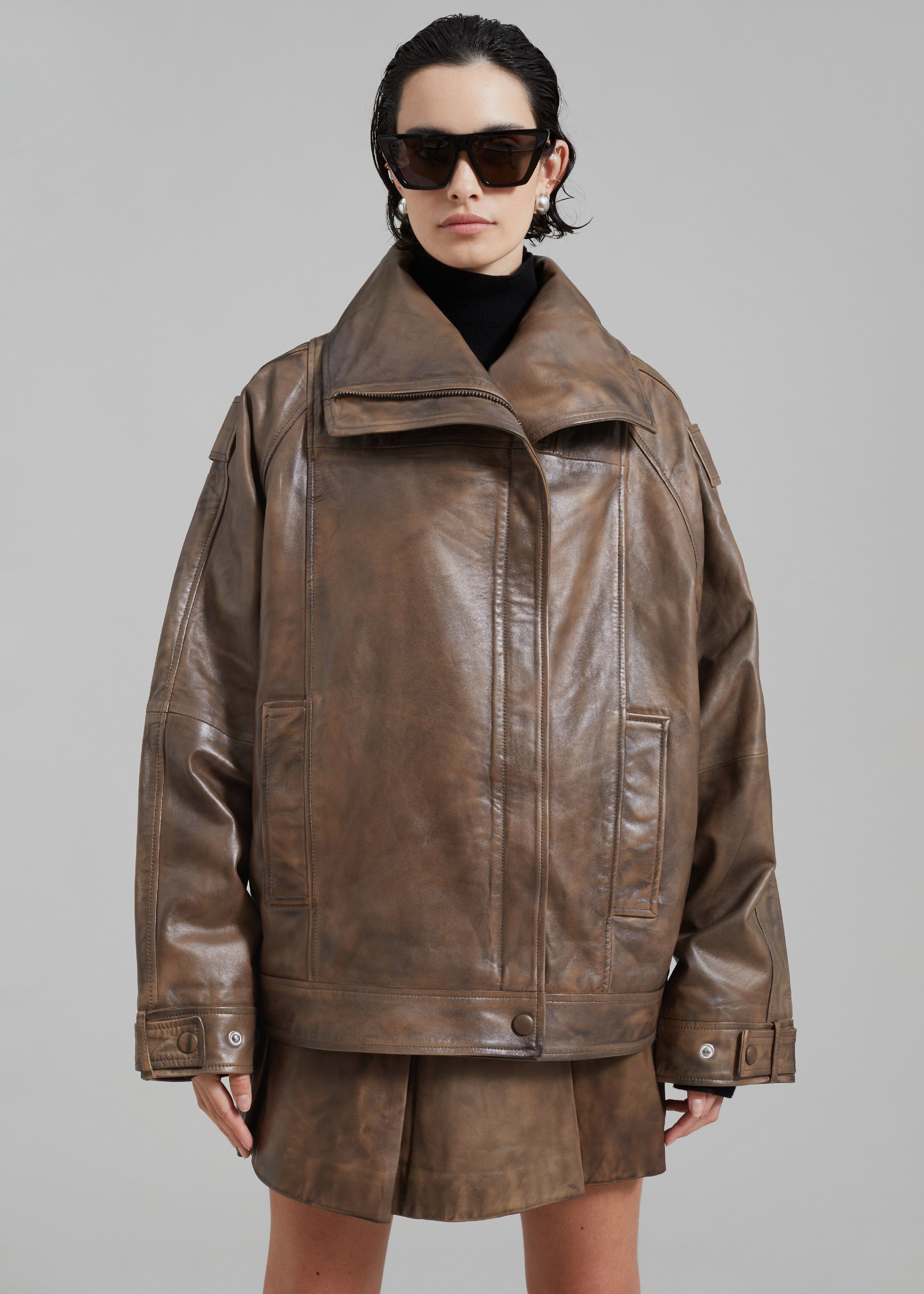 REMAIN Leather Oversized Jacket - Brown Sugar Comb sold by Frankie Shop product image thumbnail 4