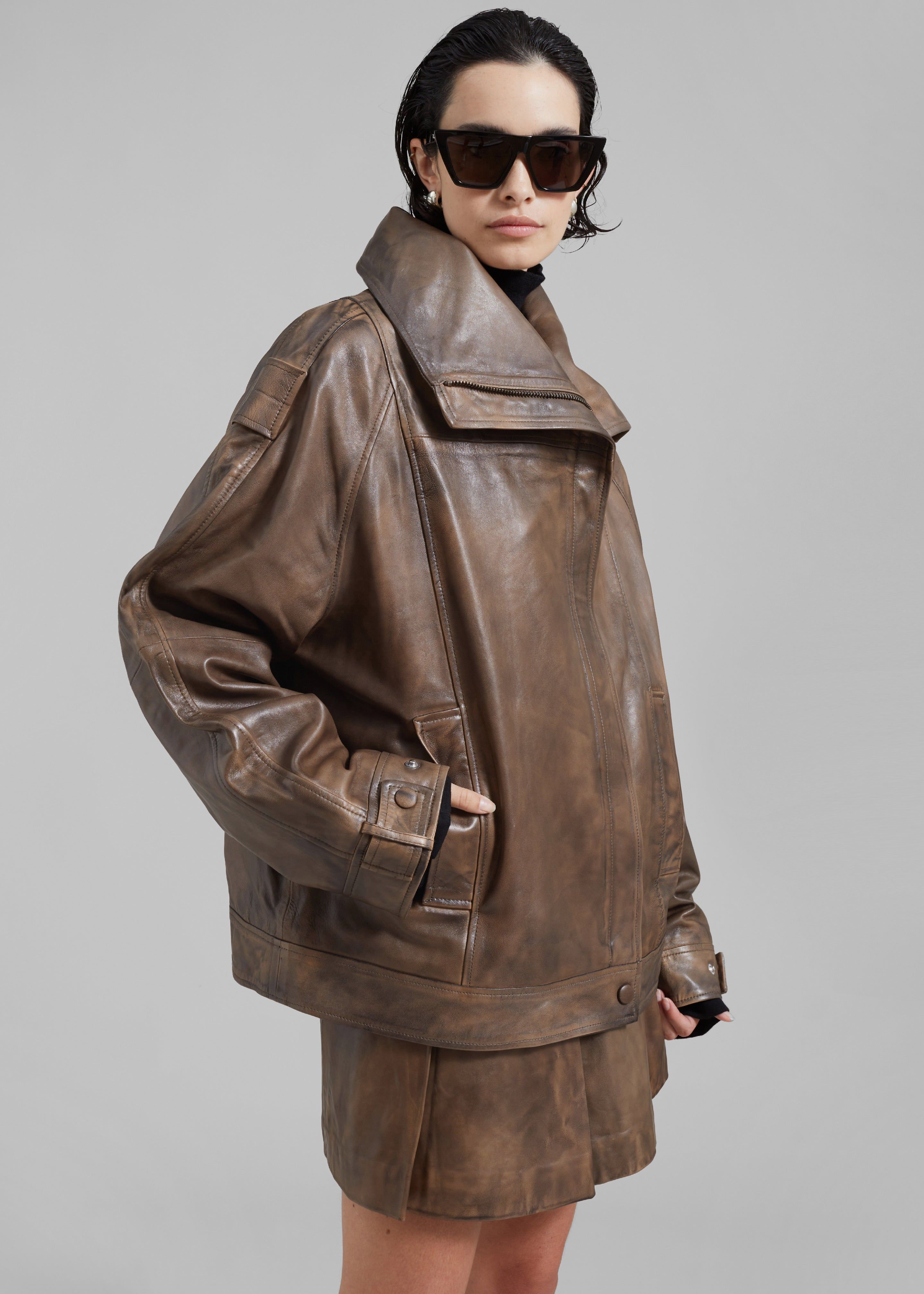 REMAIN Leather Oversized Jacket - Brown Sugar Comb sold by Frankie Shop product image thumbnail 6