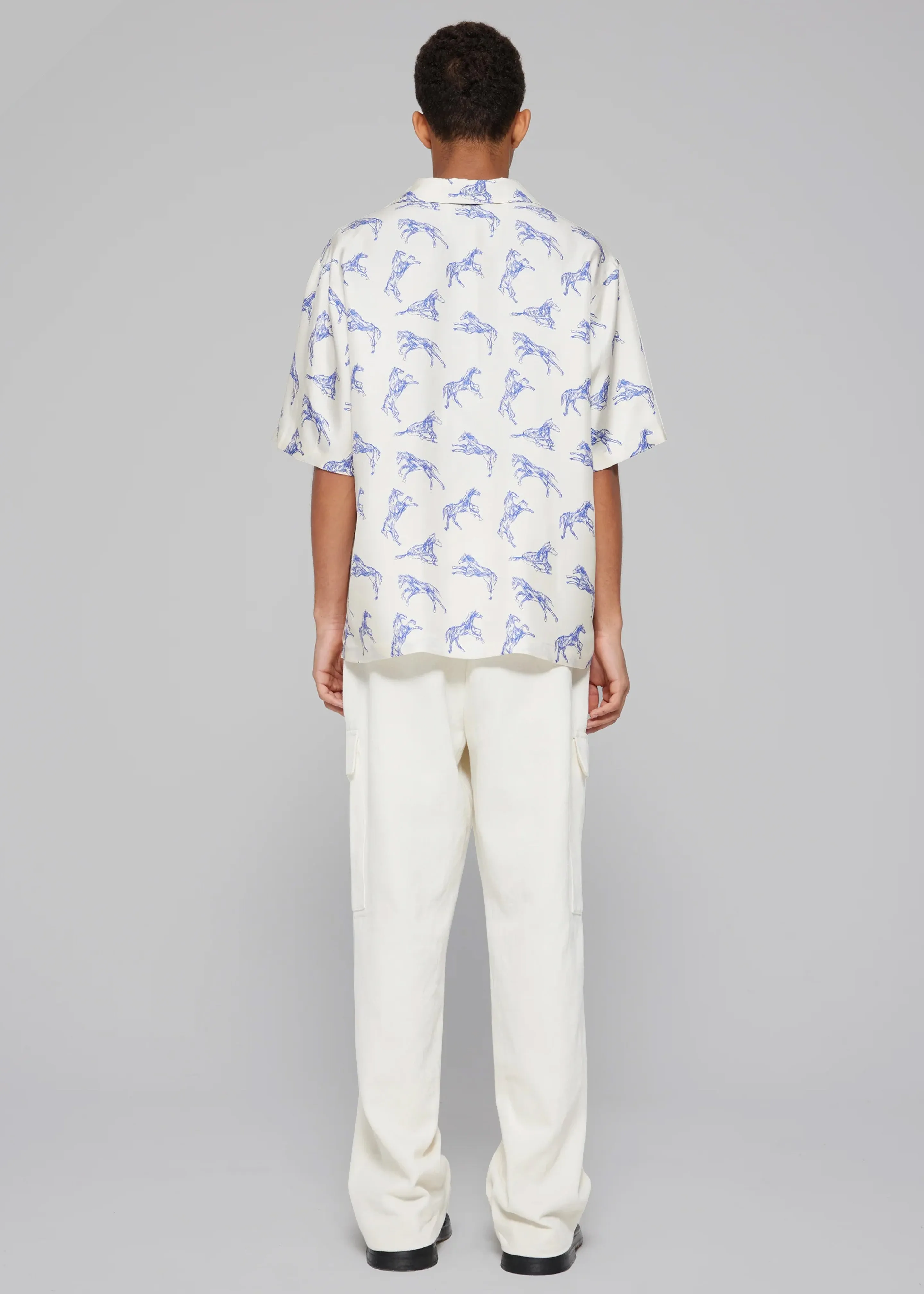 Róhe Silk Ballpoint Horse Shirt - Horse Print Ballpoint Blue sold by Frankie Shop product image thumbnail 5