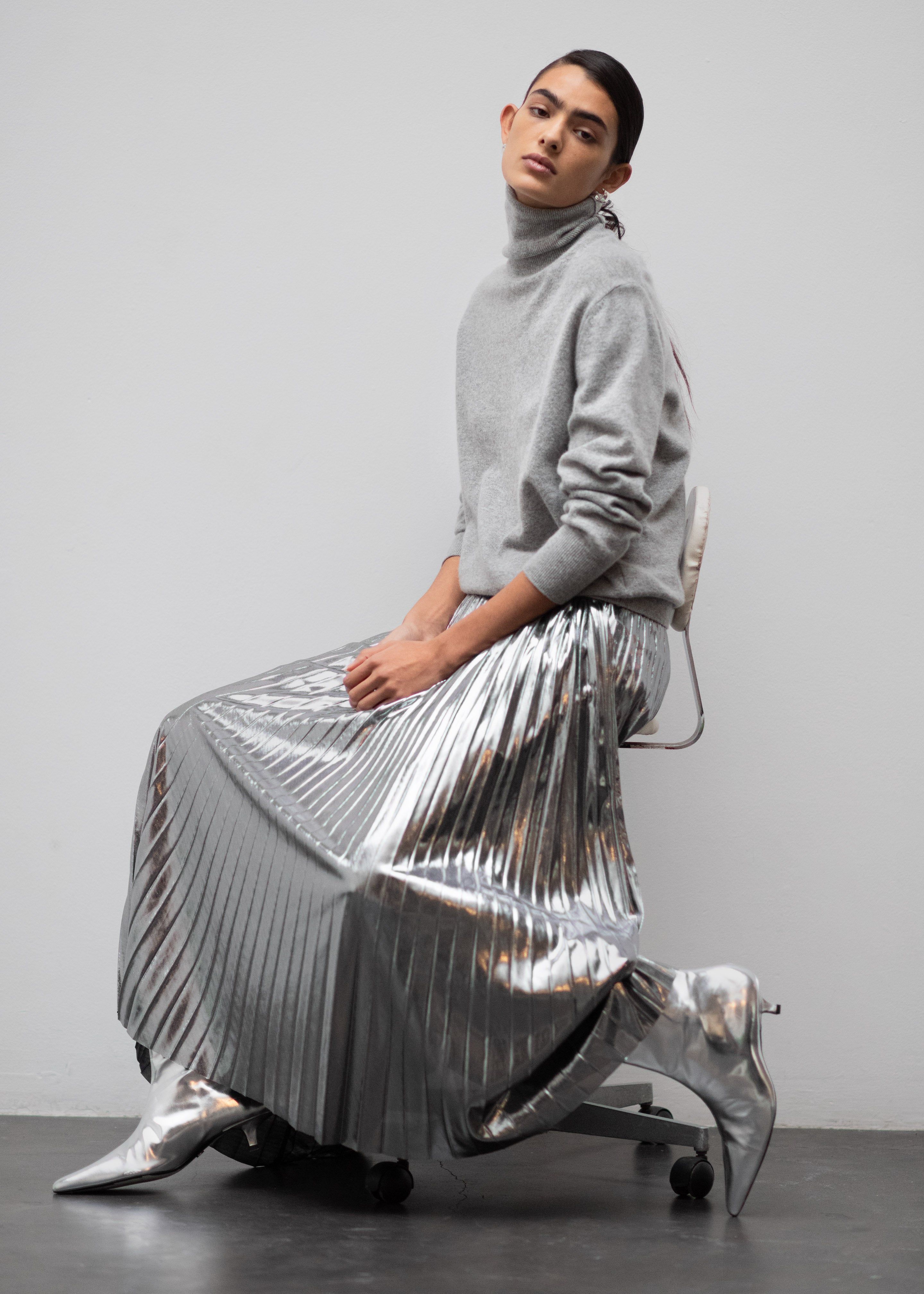 Rita Glitter Midi Skirt - Silver sold by Frankie Shop product image thumbnail 8