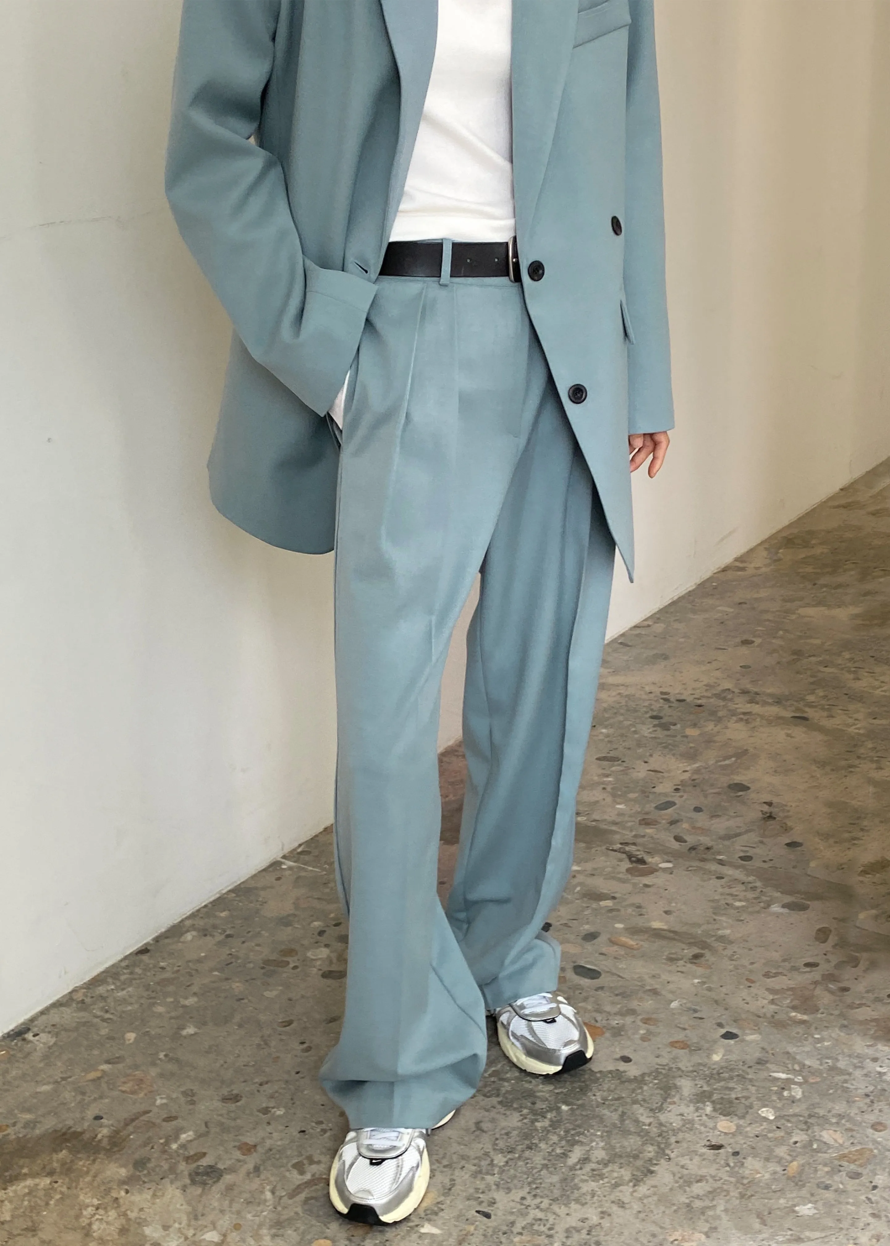 Spencer Pleated Pants - Dusty Blue sold by Frankie Shop