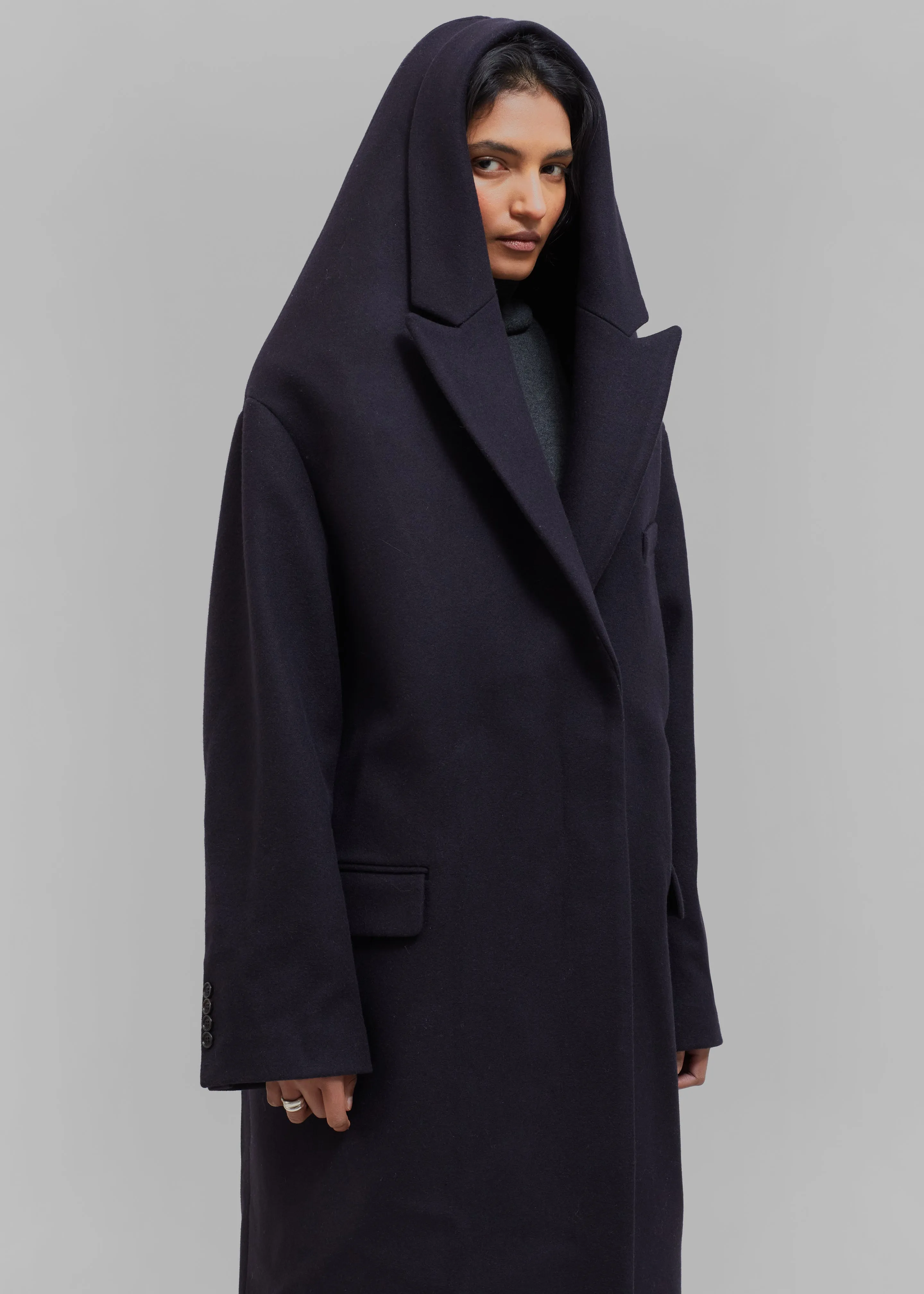 Coperni Hooded Double-Breasted Coat - Dark Navy sold by Frankie Shop product image thumbnail 4