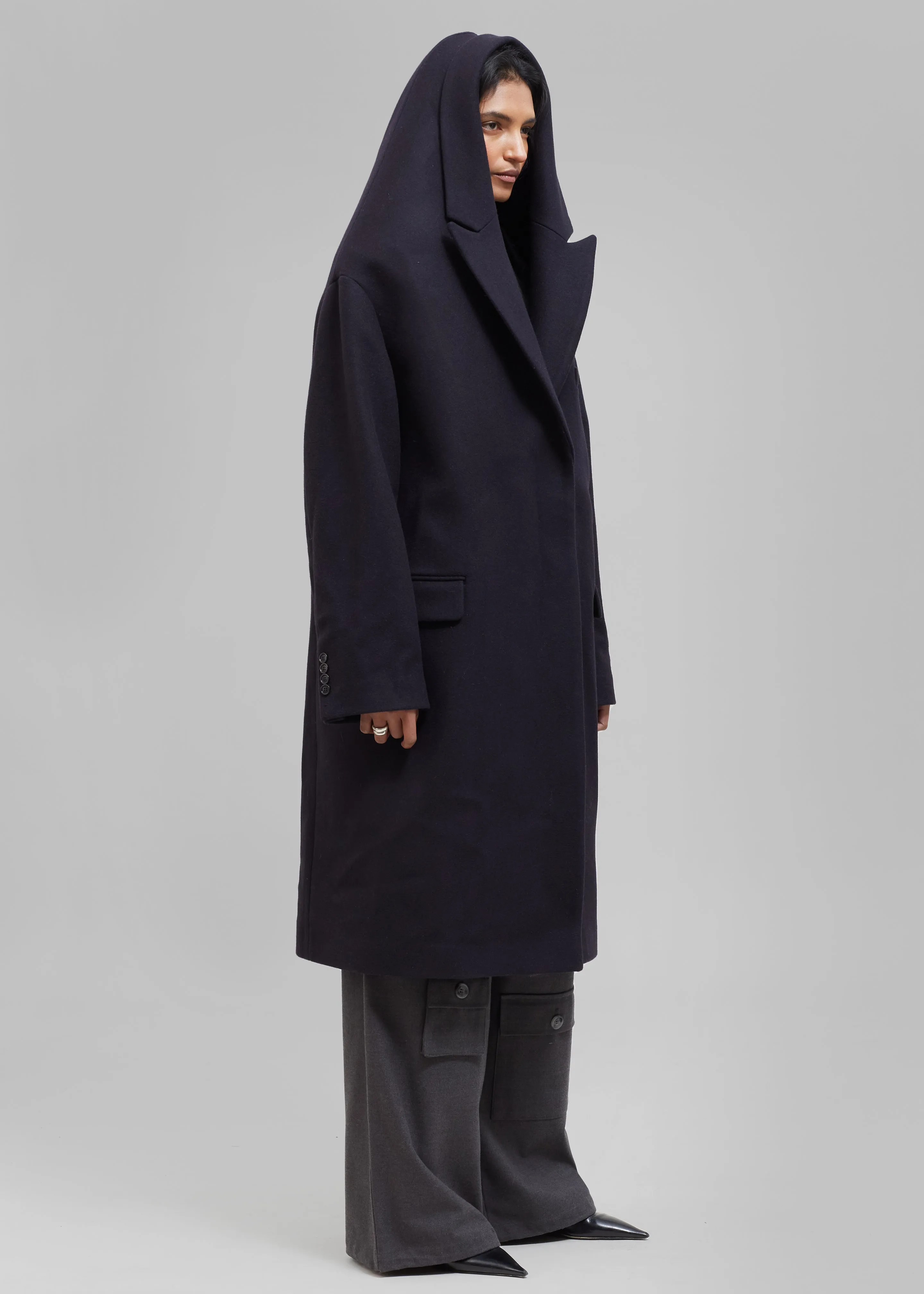 Coperni Hooded Double-Breasted Coat - Dark Navy sold by Frankie Shop product image thumbnail 5