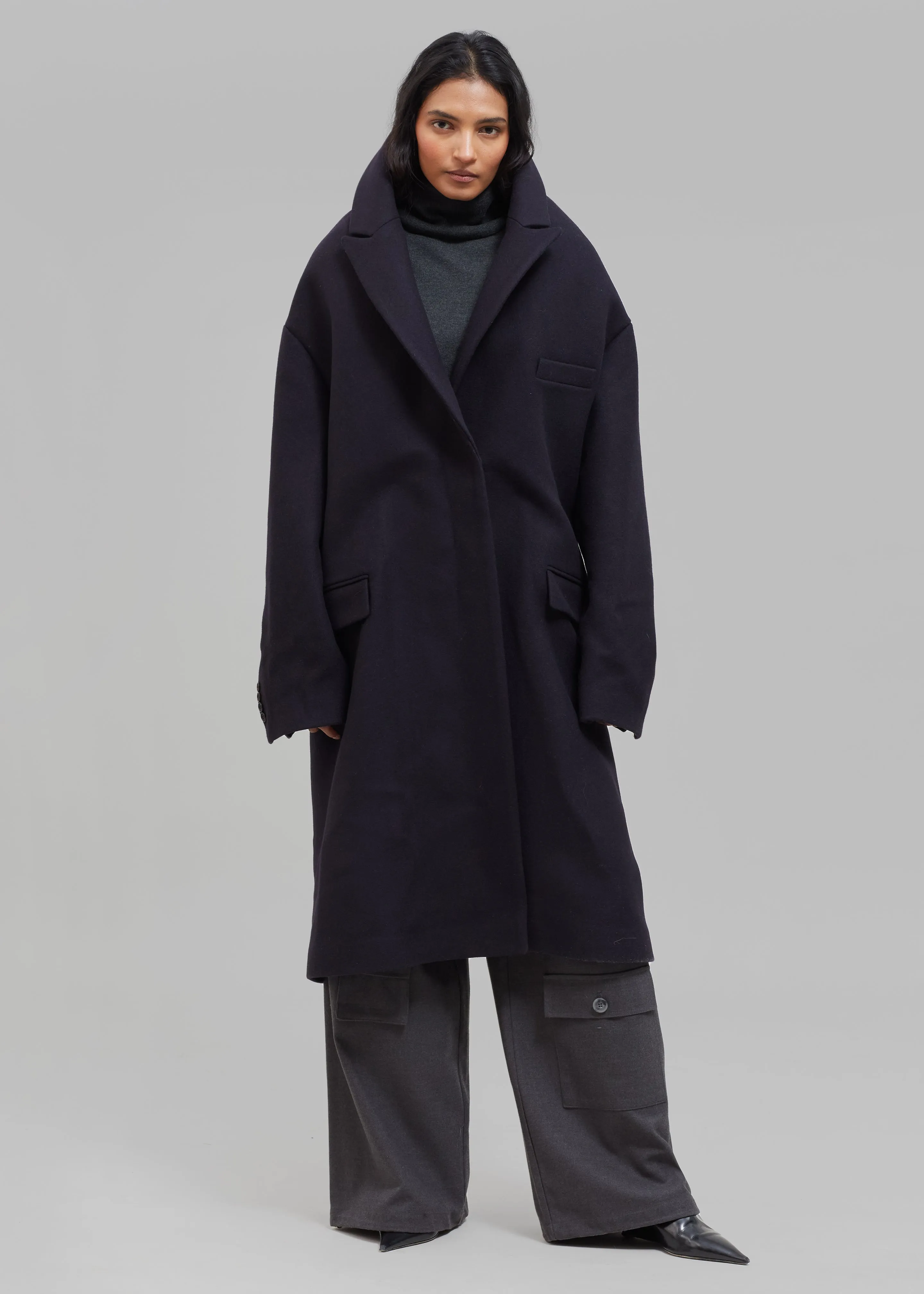 Coperni Hooded Double-Breasted Coat - Dark Navy sold by Frankie Shop product image thumbnail 3