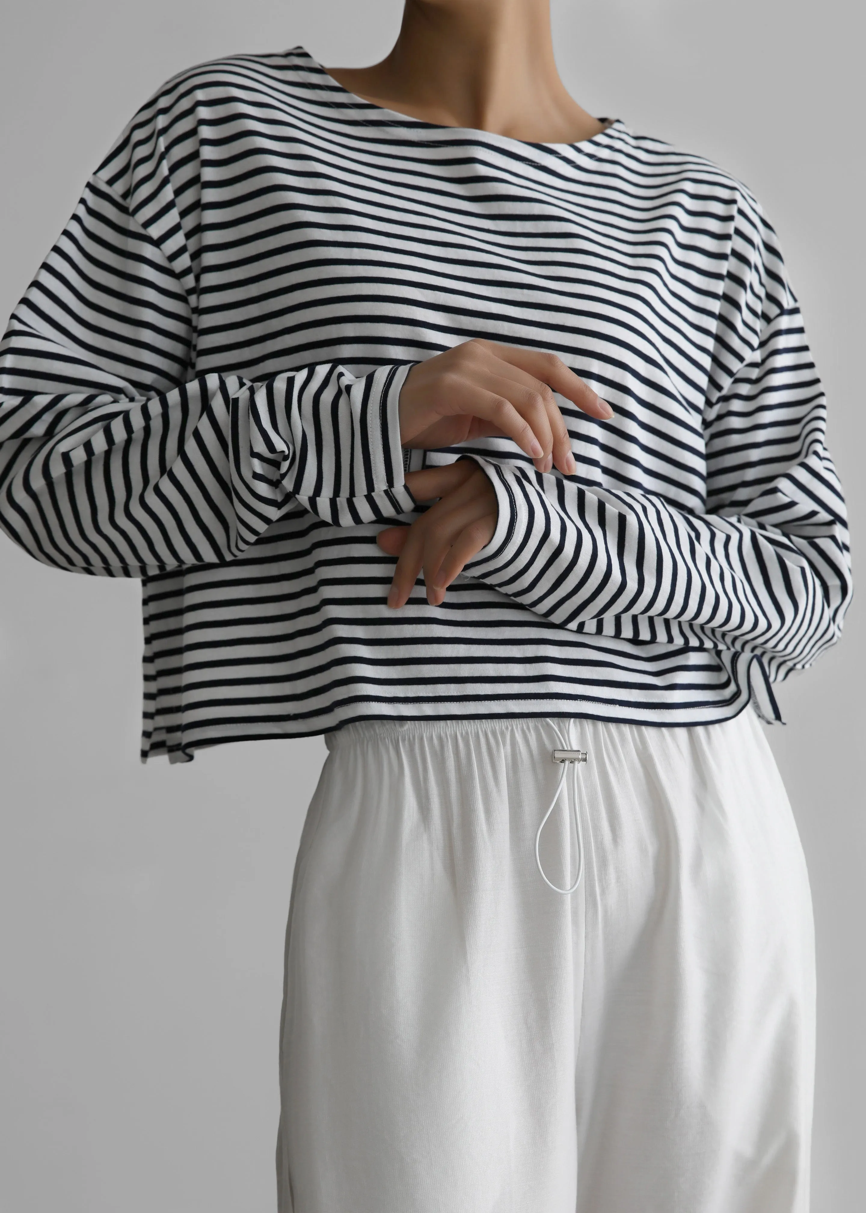 Neha Cropped Top - Navy Stripe sold by Frankie Shop product image thumbnail 3