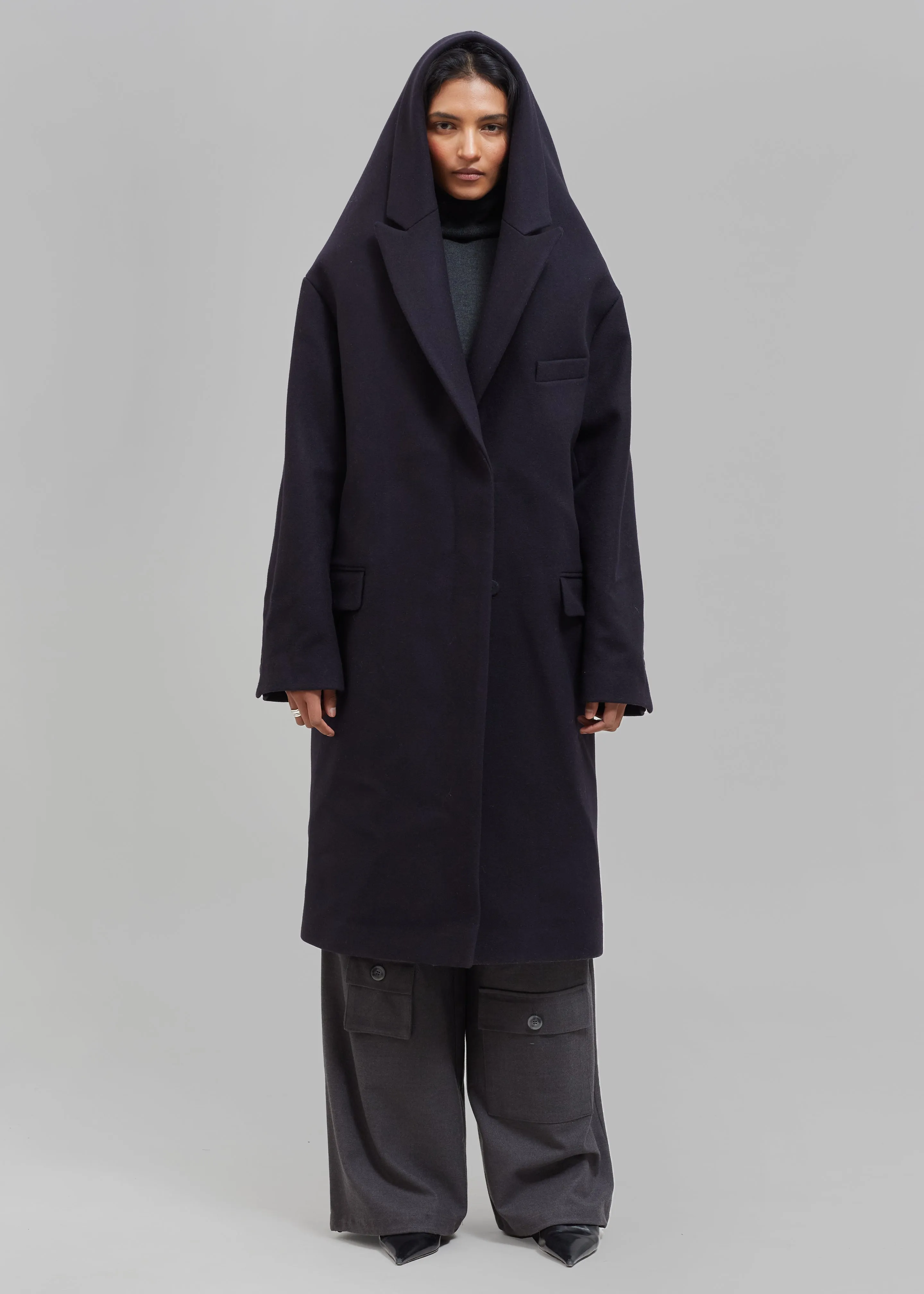 Coperni Hooded Double-Breasted Coat - Dark Navy sold by Frankie Shop product image thumbnail 2
