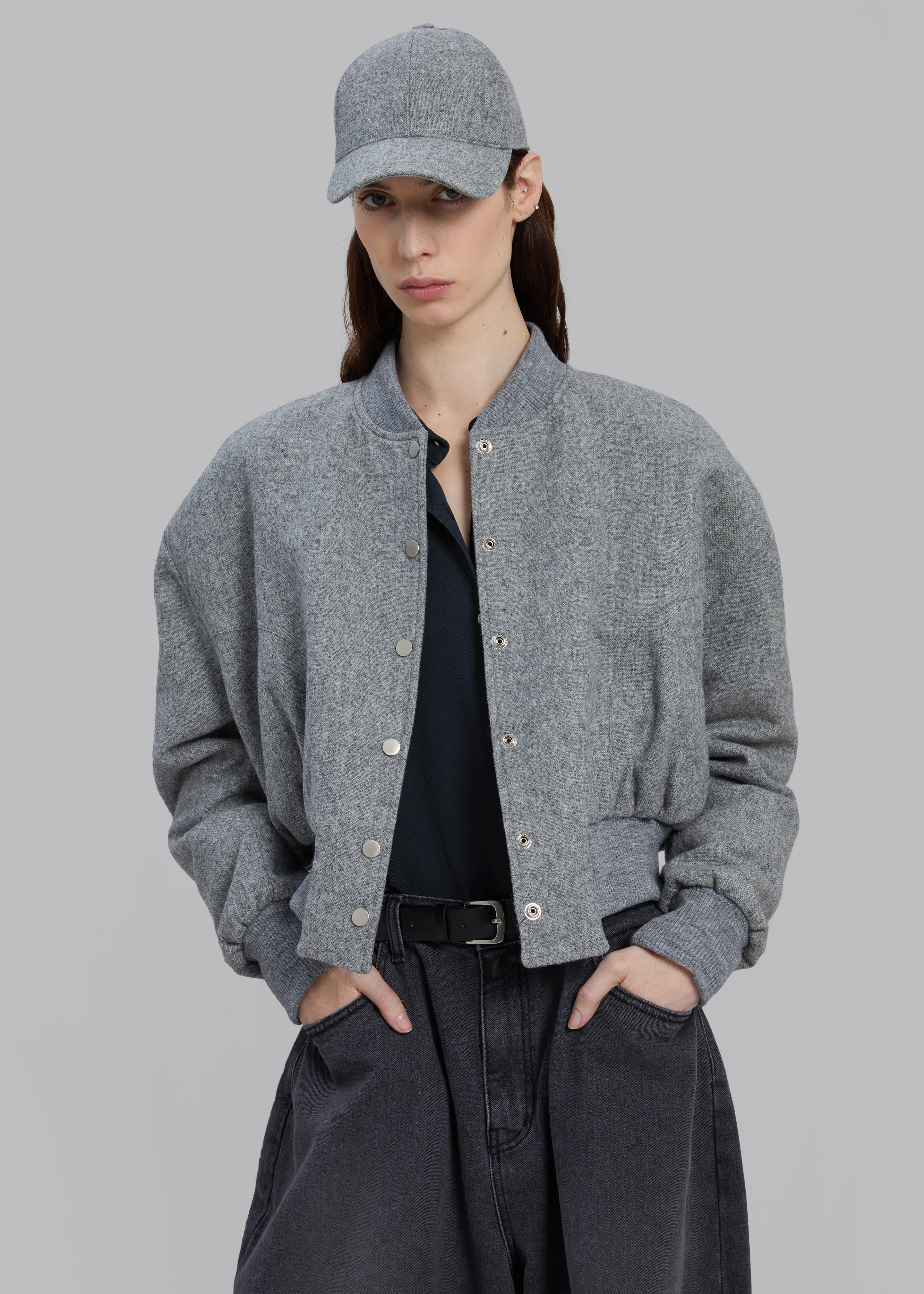 Debbie Wool Bomber - Grey Melange sold by Frankie Shop product image thumbnail 4
