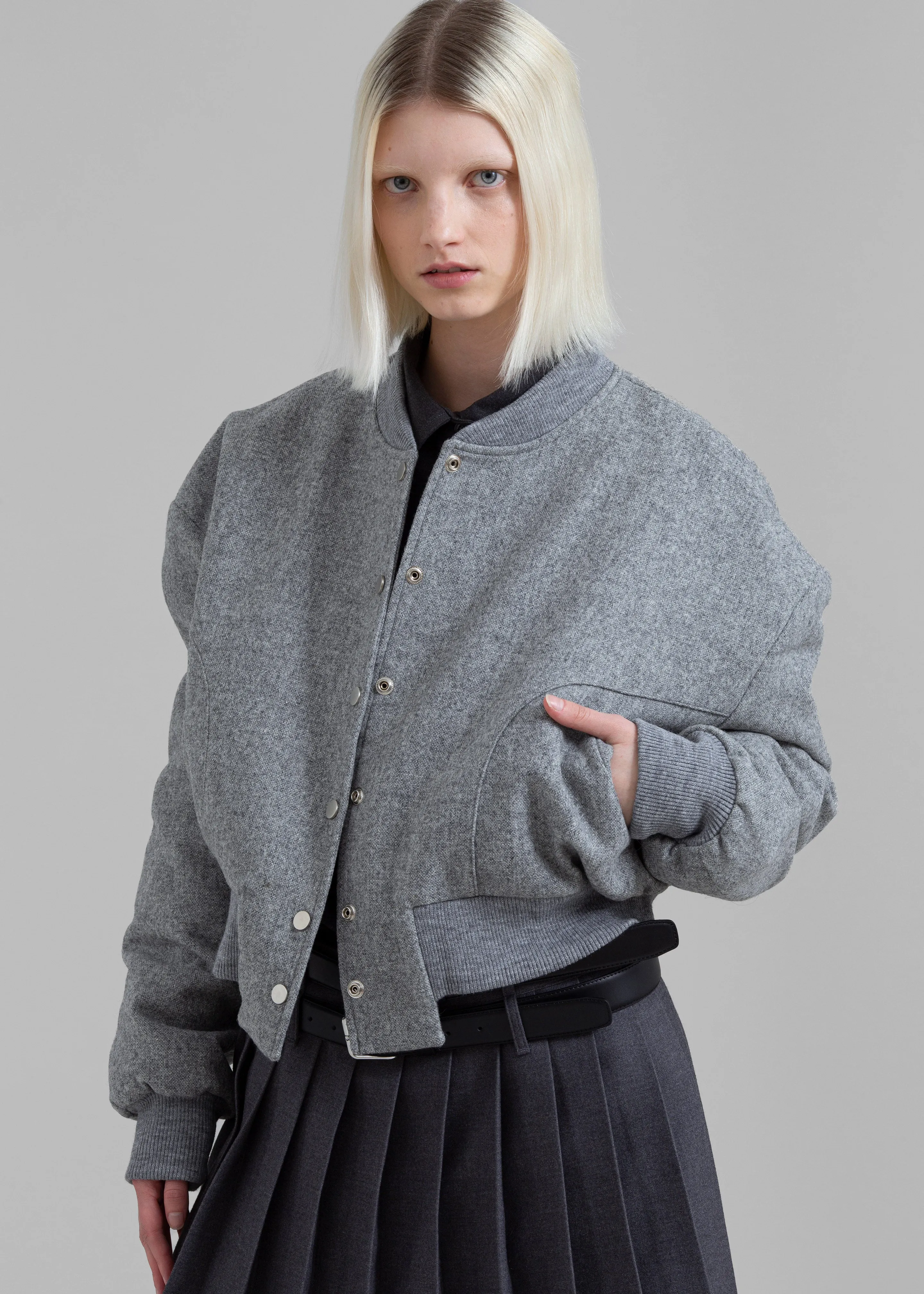 Debbie Wool Bomber - Grey Melange sold by Frankie Shop