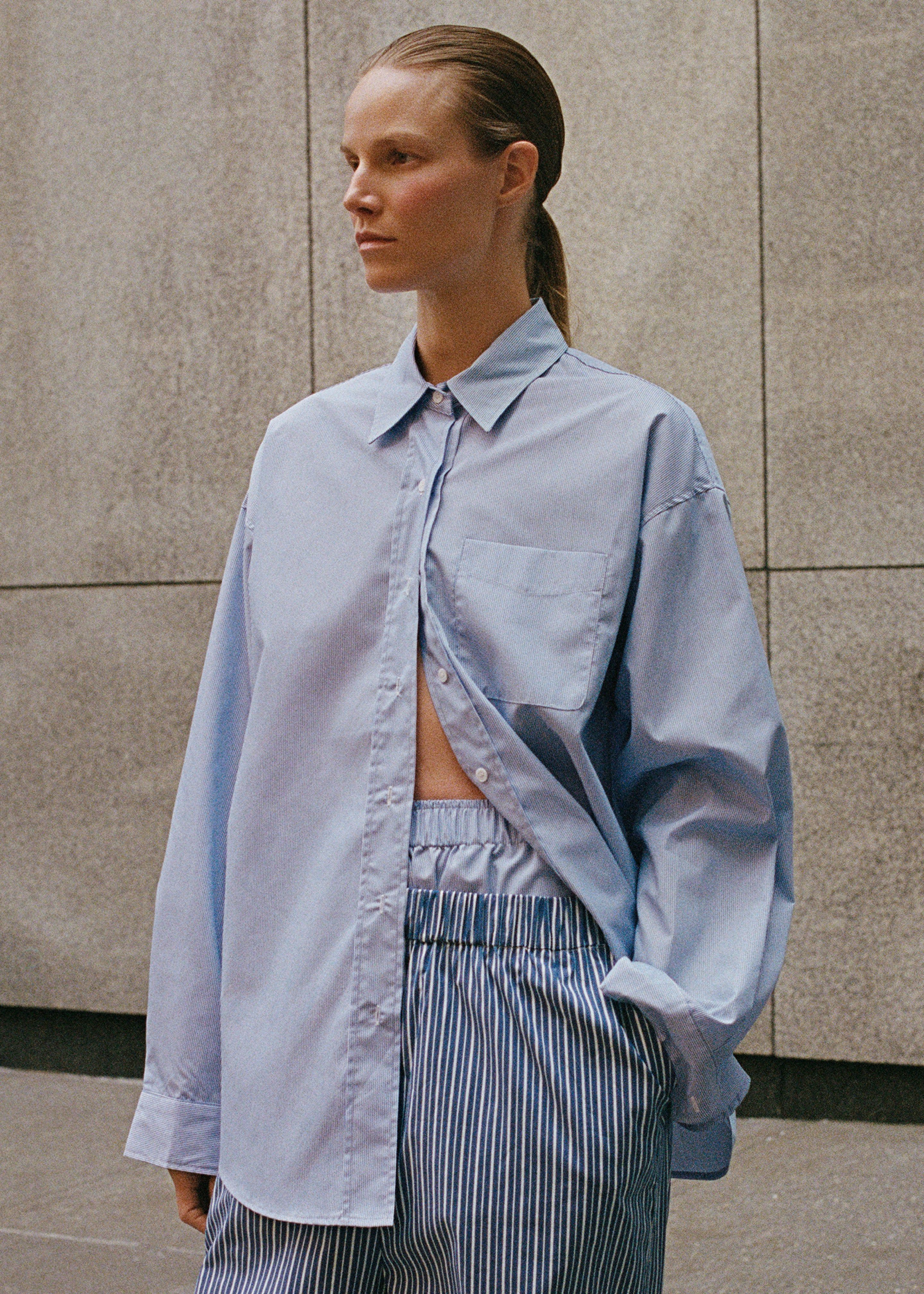 Addie Button Down Shirt - Blue Stripe sold by Frankie Shop product image thumbnail 4
