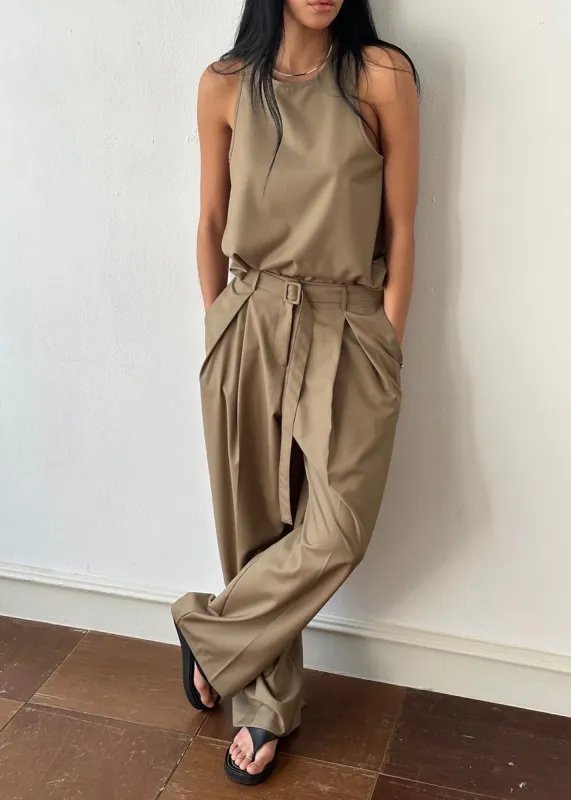 Clay Belted Pants - Desert Taupe made by Frankie Shop