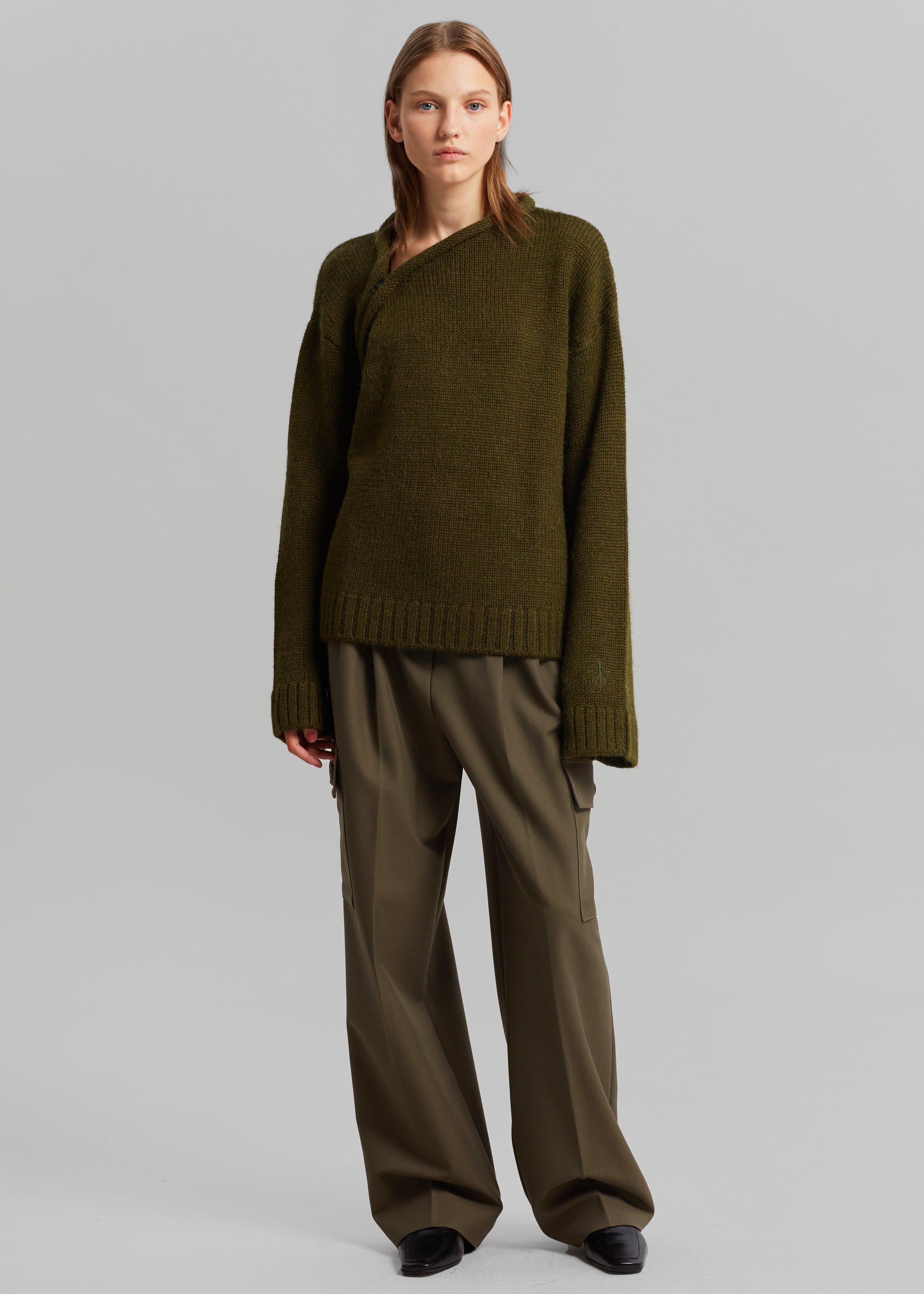 JW Anderson Asymmetrical Zip Neckline Jumper - Olive sold by Frankie Shop product image thumbnail 2