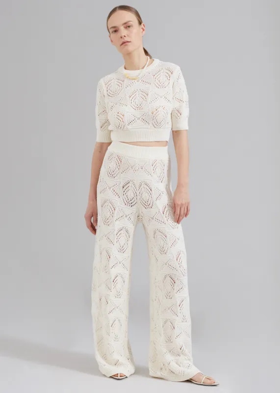 Loulou Studio Jaro Crochet Cropped Top - Ivory sold by Frankie Shop