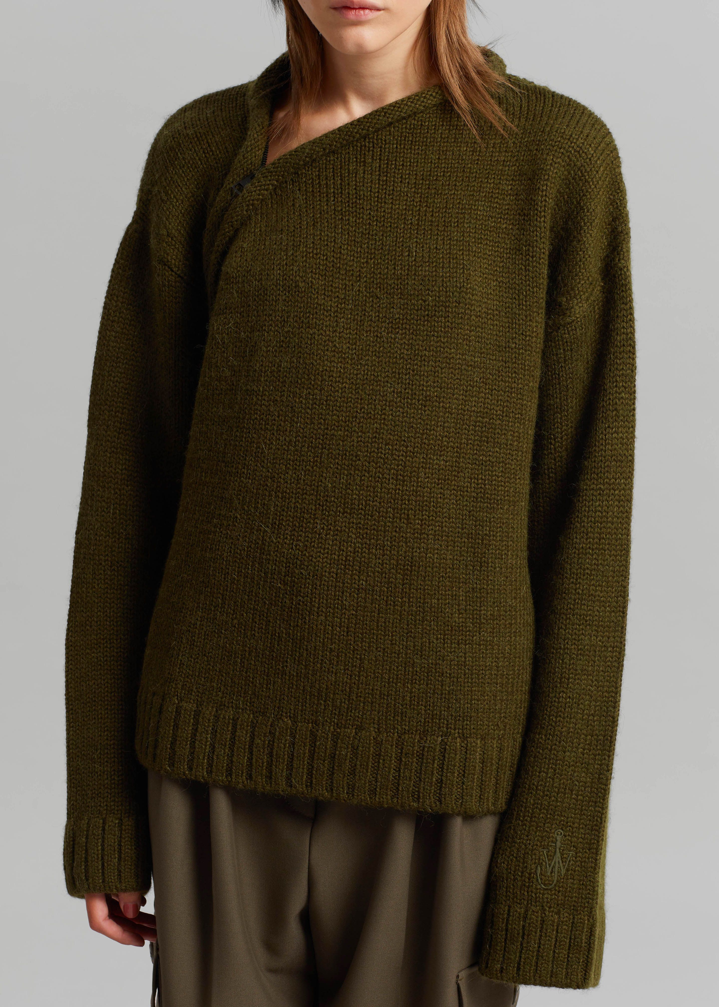 JW Anderson Asymmetrical Zip Neckline Jumper - Olive sold by Frankie Shop product image thumbnail 6