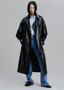 Reed Faux Leather Trench Coat - Black sold by Frankie Shop